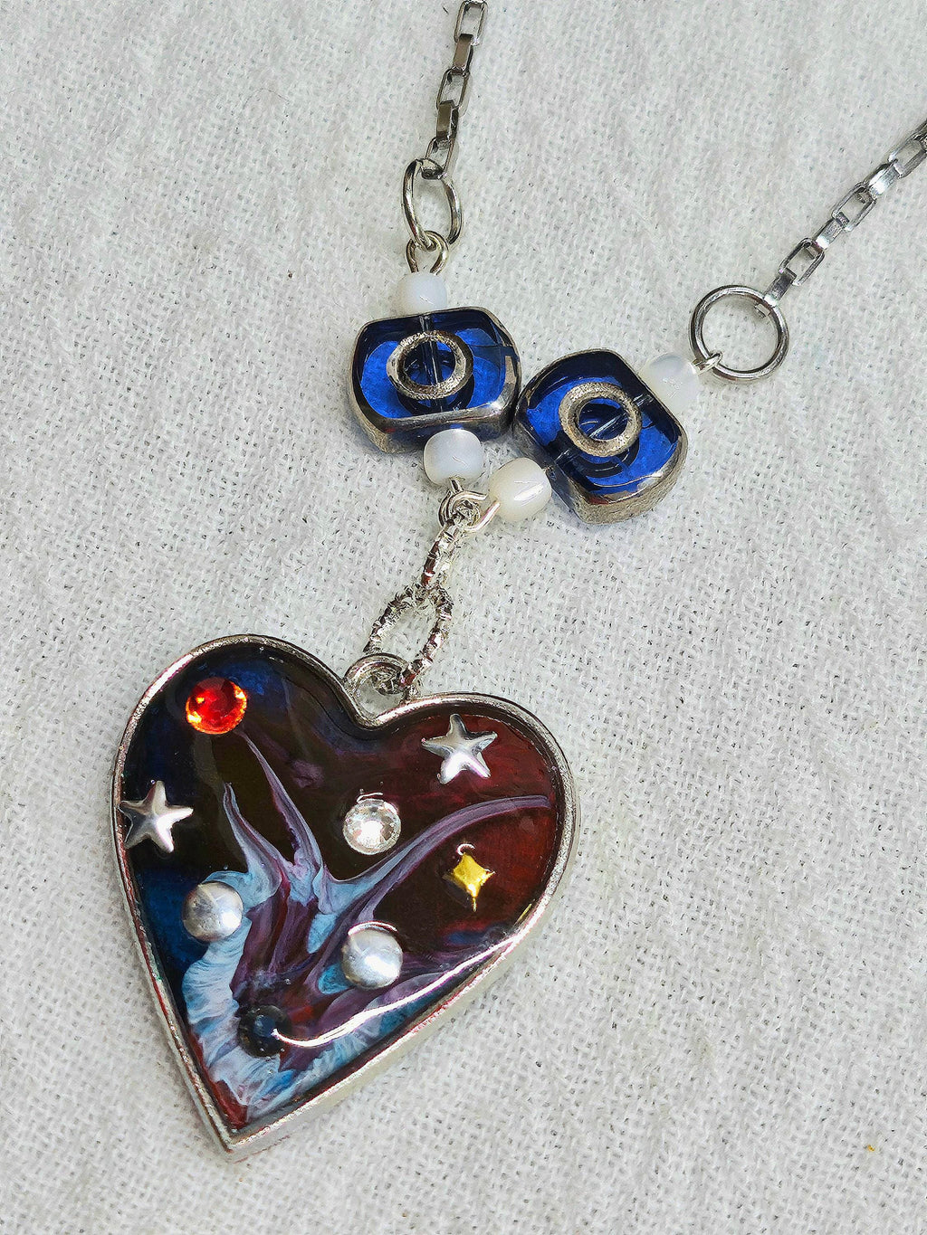 Handcrafted Mother of Pearl  Resin Pendant Necklace  Rustic Boho Handmade Jewelry Gift for Her  FREE Shipping 318