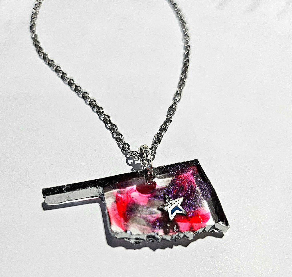 Oklahoma Pendant Necklace  Rustic Boho Handmade Jewelry Gift for Her  Free Shipping  Fast Delivery 317