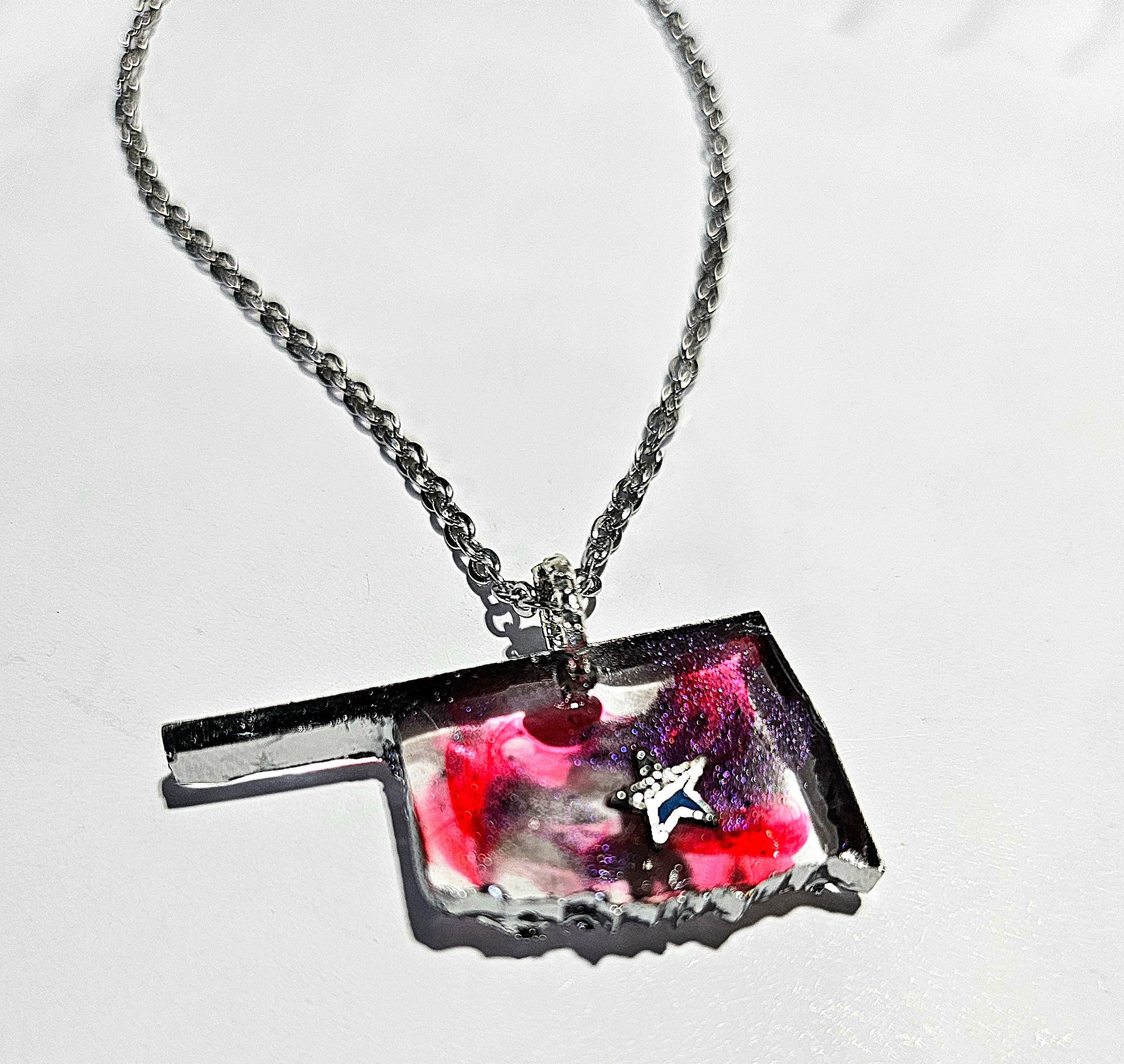 Oklahoma Pendant Necklace  Rustic Boho Handmade Jewelry Gift for Her  Free Shipping  Fast Delivery 317