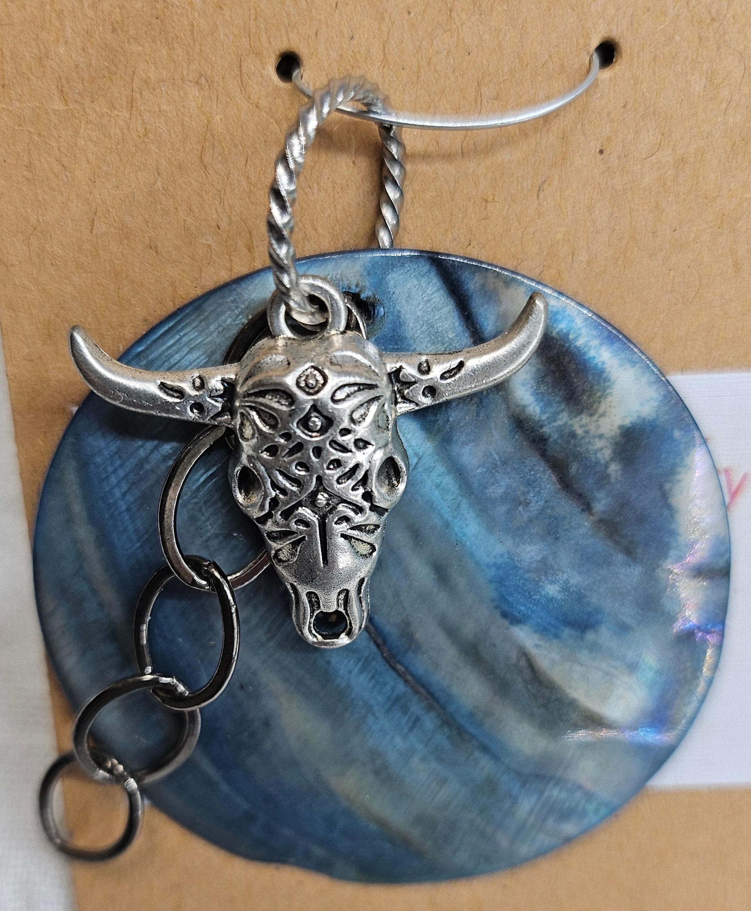 Rustic Shell  Cow Head Charm Pendant Necklace  Handmade Boho Jewelry Gift for Her  Unique Farm Animal Accessory with FREE Shipping