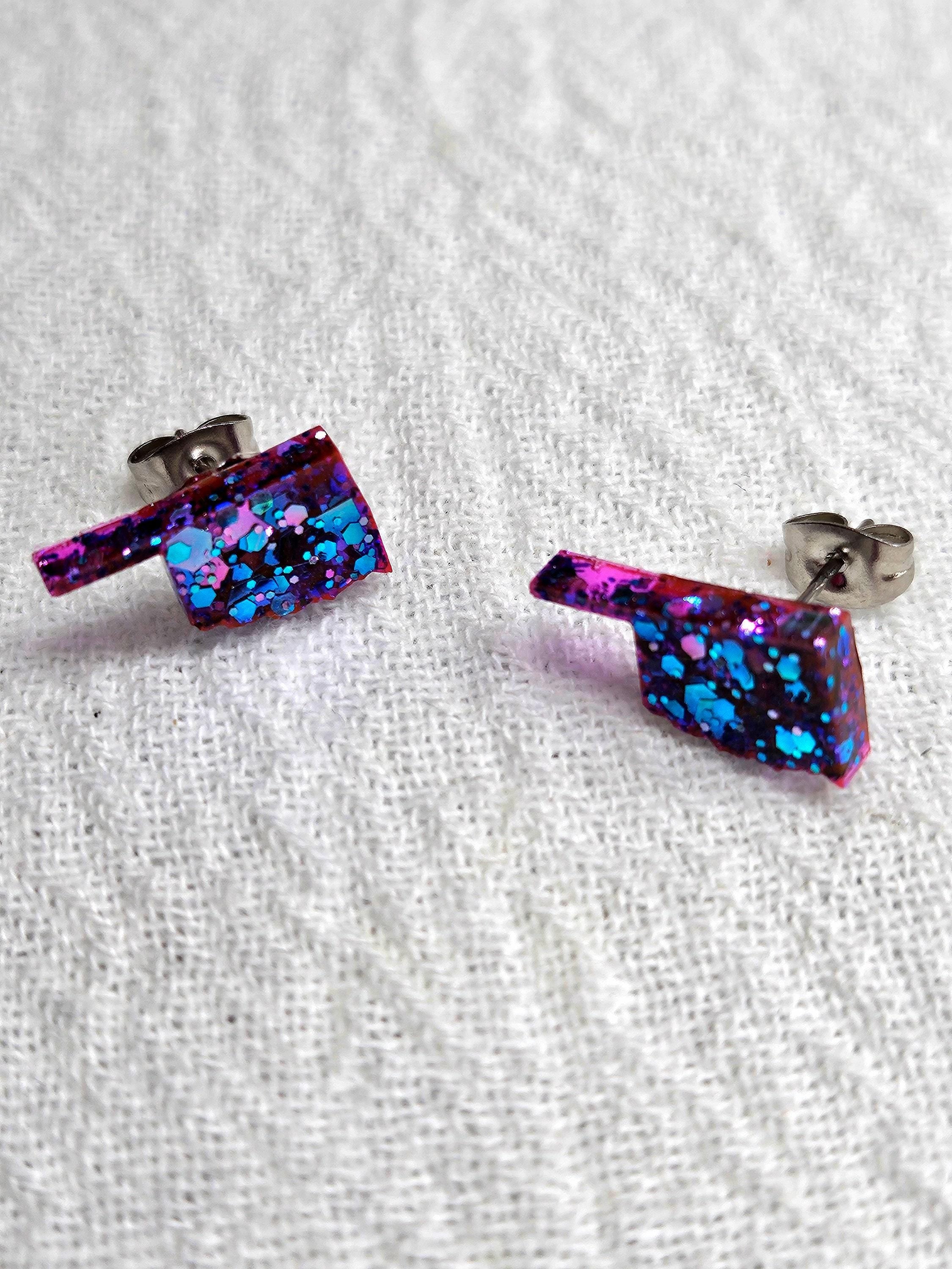 Oklahoma State Rustic Boho Handmade StudPost Earrings for Her - Unique Jewelry Gift with FREE SHIPPING - Perfect for Rustic Weddings Beach