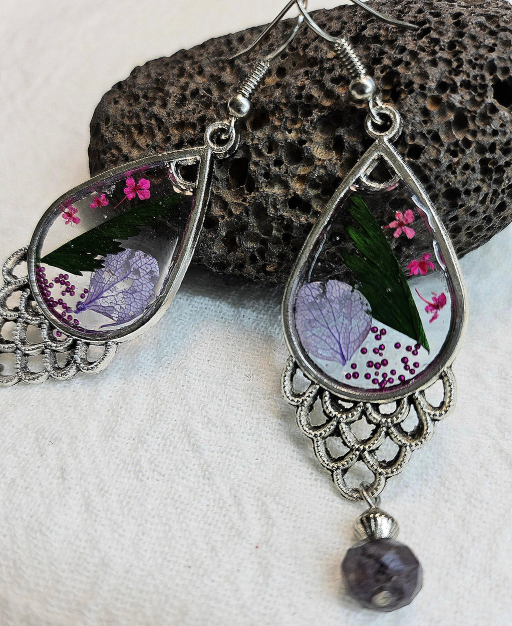 Dried Flower Chandelier Earrings  Handmade Rustic Boho Jewelry Gift for Her  FREE SHIPPING  Unique Statement Earrings 265