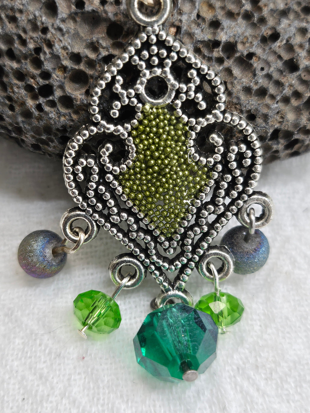 Swarovski Crystal  Micro Bead Pendant Necklace on Stainless Steel Chain - Dazzling Resin Jewelry for Everyday Wear or Night Out SPARKLE