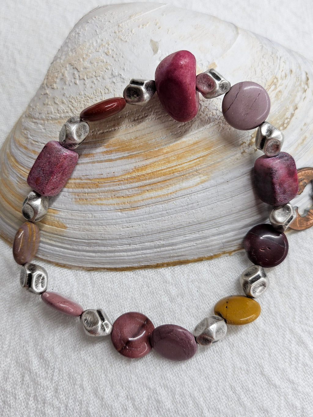 Stretch Natural Mookite Stone Bracelet with Unique Earthy Tones - Stylish Accessory for Any Wrist Size Perfect Conversation Starter