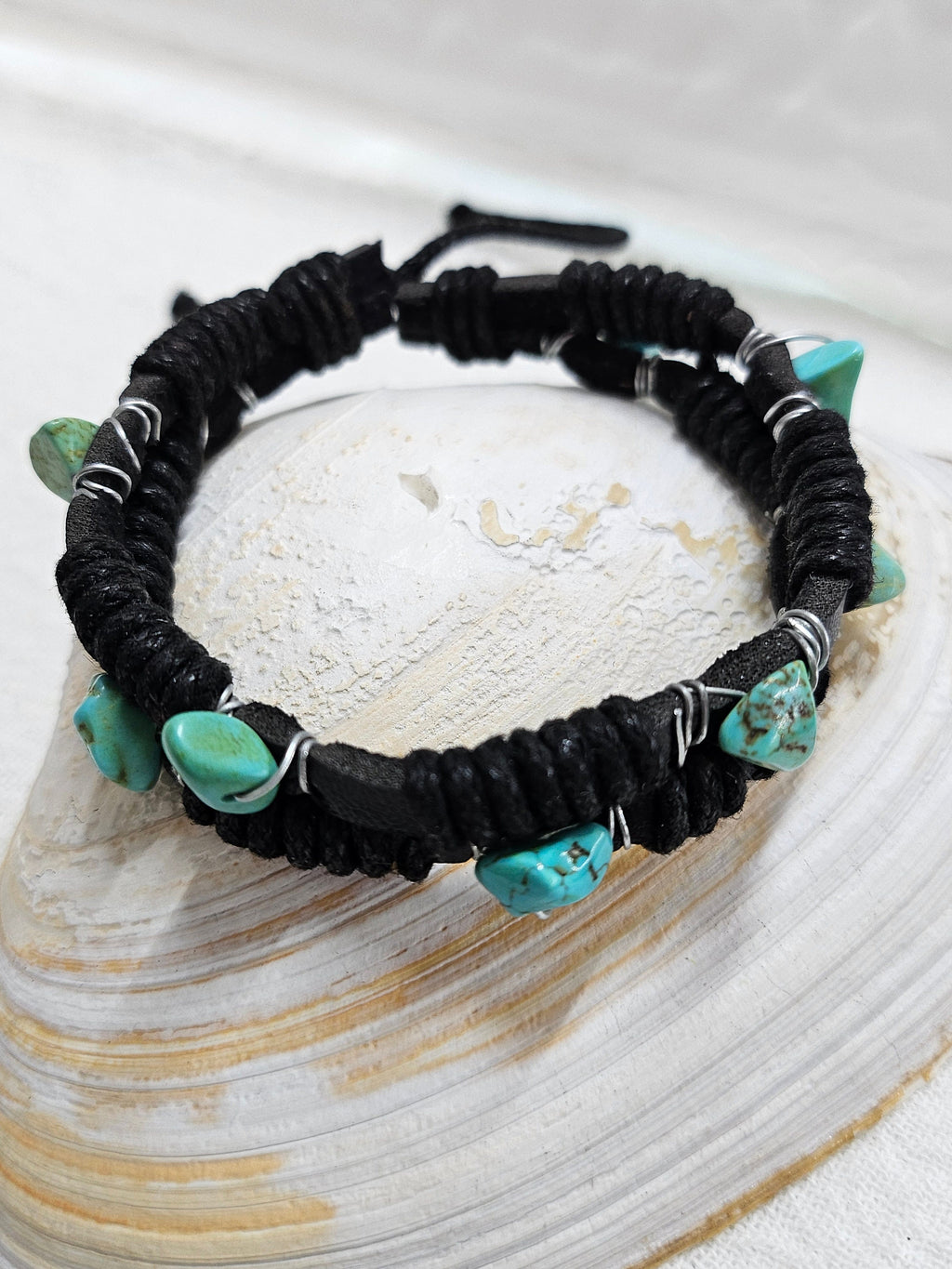 Natural Turquoise  Soft Leather Bracelet for Women - Vibrant Chip Stones Rustic Chic Accessory for Any Occasion