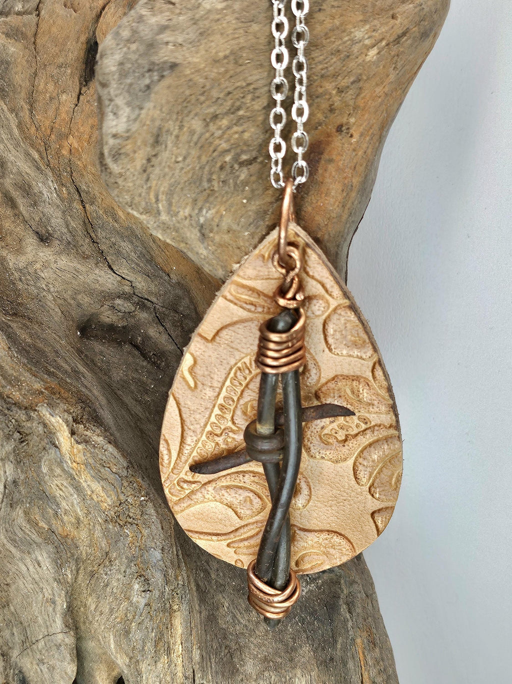 Leather Teardrop Texas Earrings with Embossed Design on Stainless Steel Chain for Ultimate Texas Pride