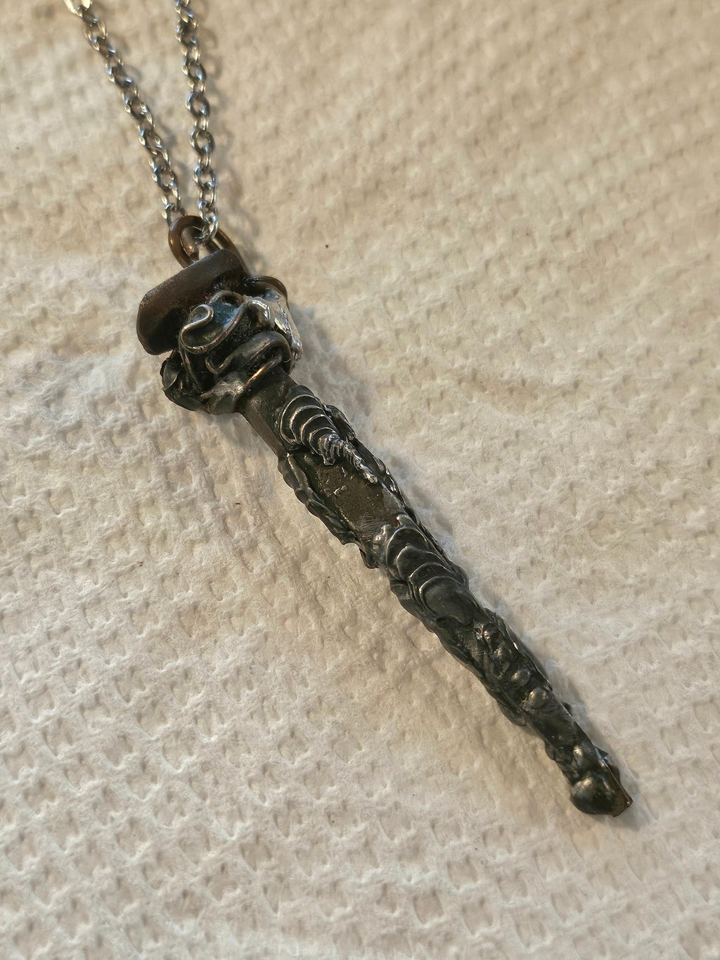 Silver Solder Horse Shoe Nail Pendant on Stainless Steel Chain for Horse Lovers Rustic Jewelry Accessory Unique Gift Idea