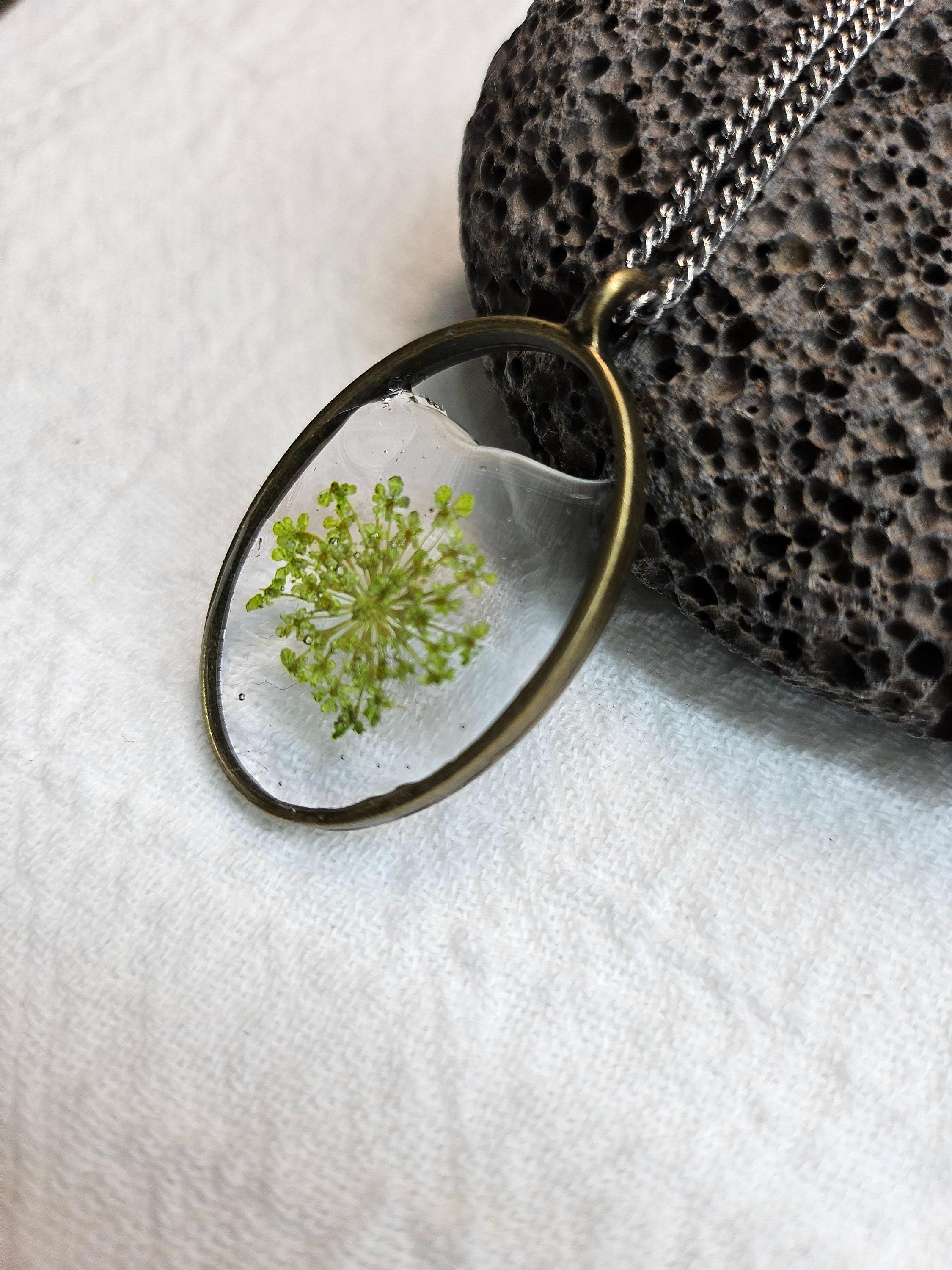 Dried Flower Pendant Necklace - Rustic Boho Handmade Jewelry Gift for Her - Unique Stainless Steel Accessory with FREE Shipping -