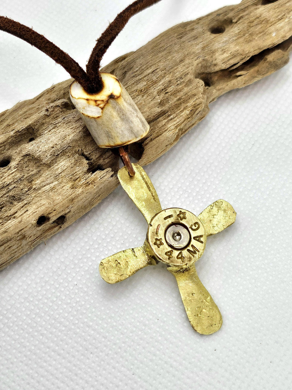 Natural Deer Antler Bead  44 Magnum Necklace - Rustic Boho Handmade Jewelry Gift for Her with Free Shipping - Unique Statement Piece