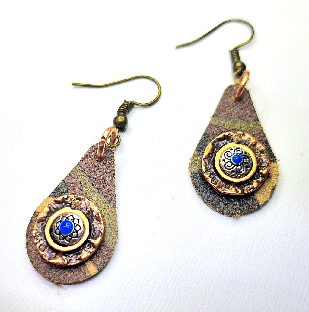 Handcrafted Camouflage Leather Earrings with Stainless Steel Hooks for Trendy Style  Lightweight Durability