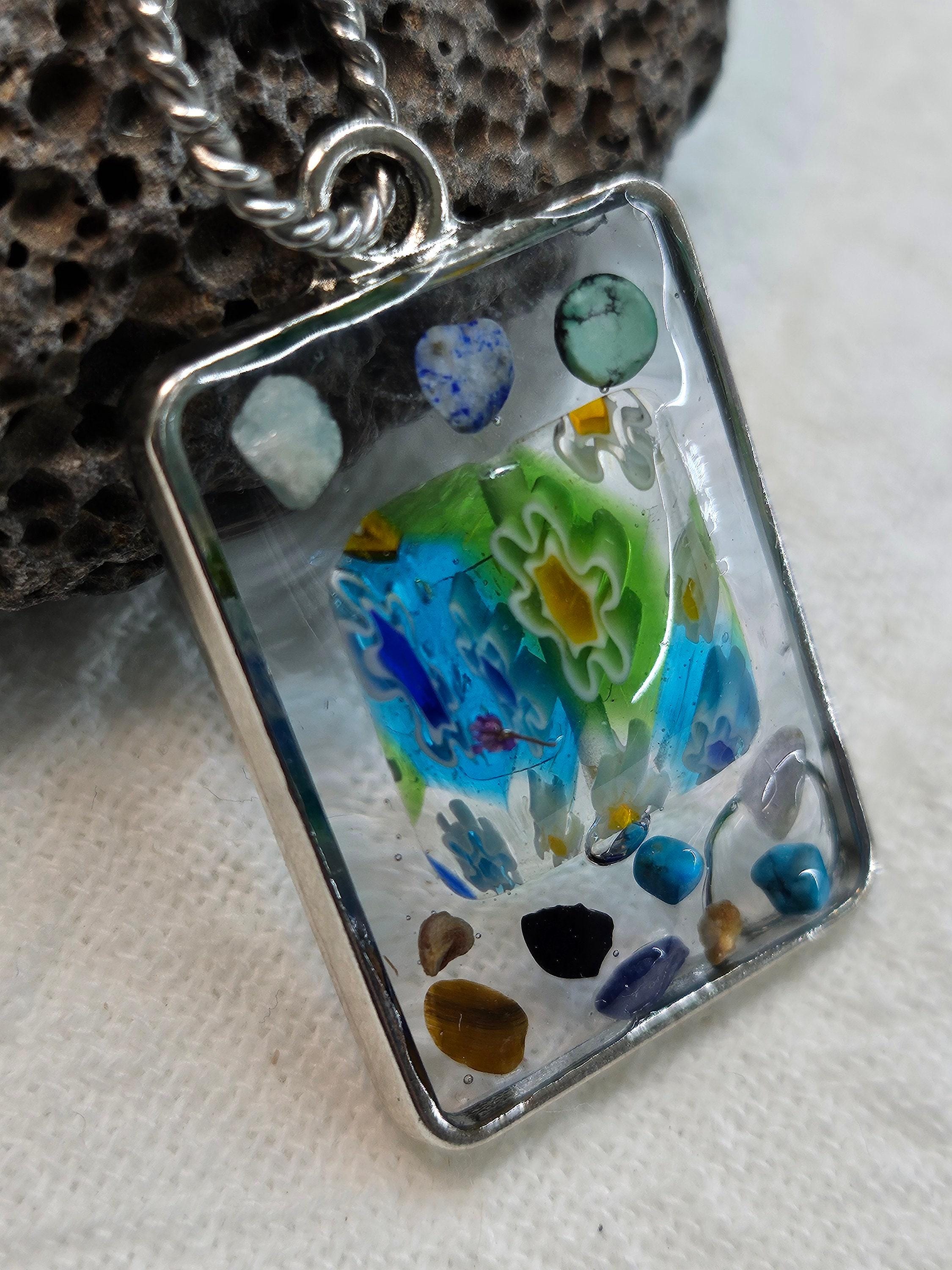 Unique Millifiori Pendant Necklace - Rustic Boho Handmade Jewelry Gift for Her - One-of-a-Kind Artisan Design with FREE Shipping