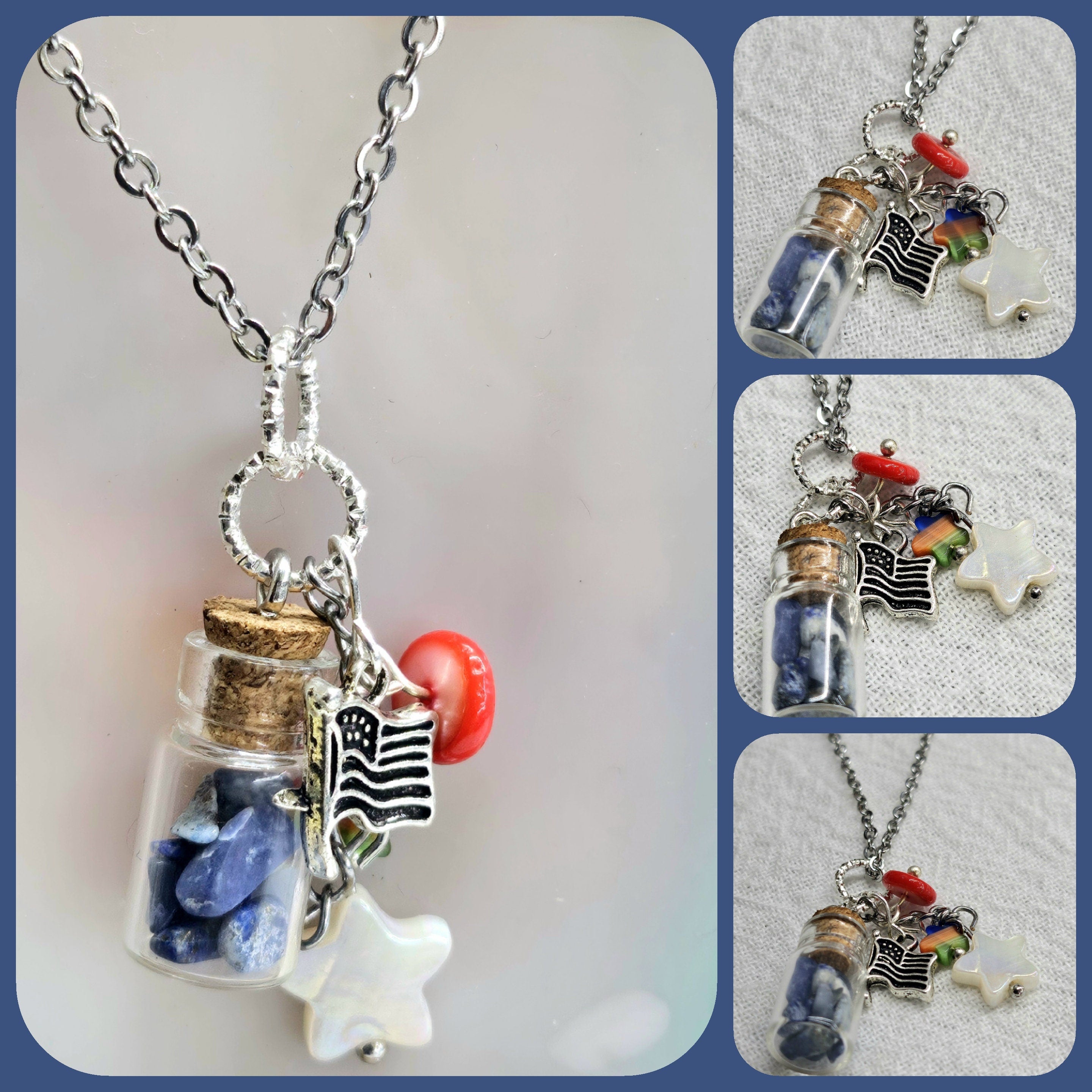 Sodalite Pearl Shell Pendant on Durable Stainless Steel Chain - Ocean-Inspired Jewelry for Brunch Casual Outings and Everyday Elegance