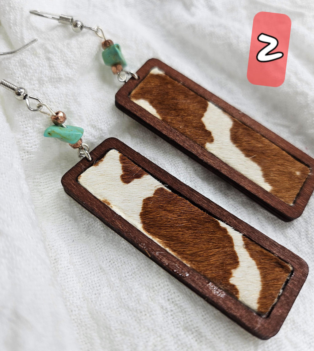 Wooden Animal Print Drop Earrings with Stainless Steel Hooks for Stylish Comfort - Nature-Inspired Fashion Statement