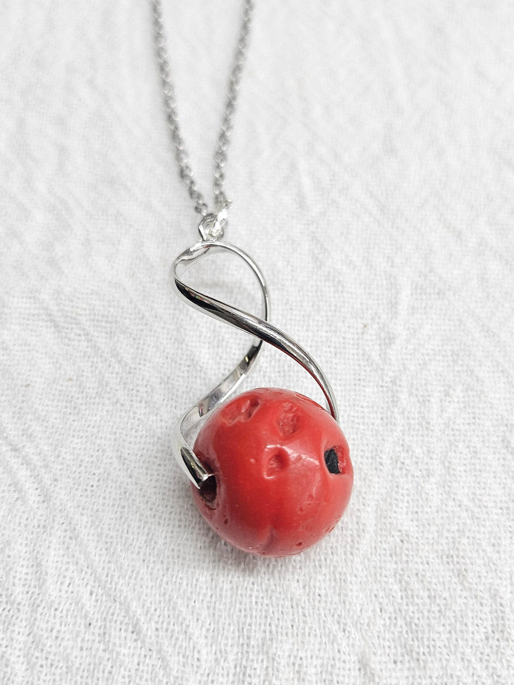 Red Coral Pendant Necklace for Women  Rustic Boho Handmade Jewelry Gift  Unique Ocean-Inspired Accessory with Free Shipping