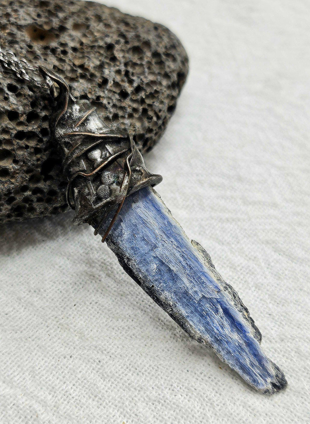 Kyanite  Silver Solder Pendant Necklace - Enchanting Blue Gem Jewelry for Magical Style  Everyday Elegance