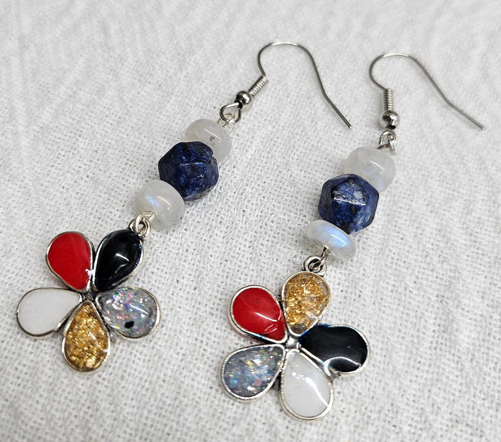 Sodalite  Moonstone Dangle Earrings with Stainless Steel Hooks for Lightweight Comfort and Unique Style