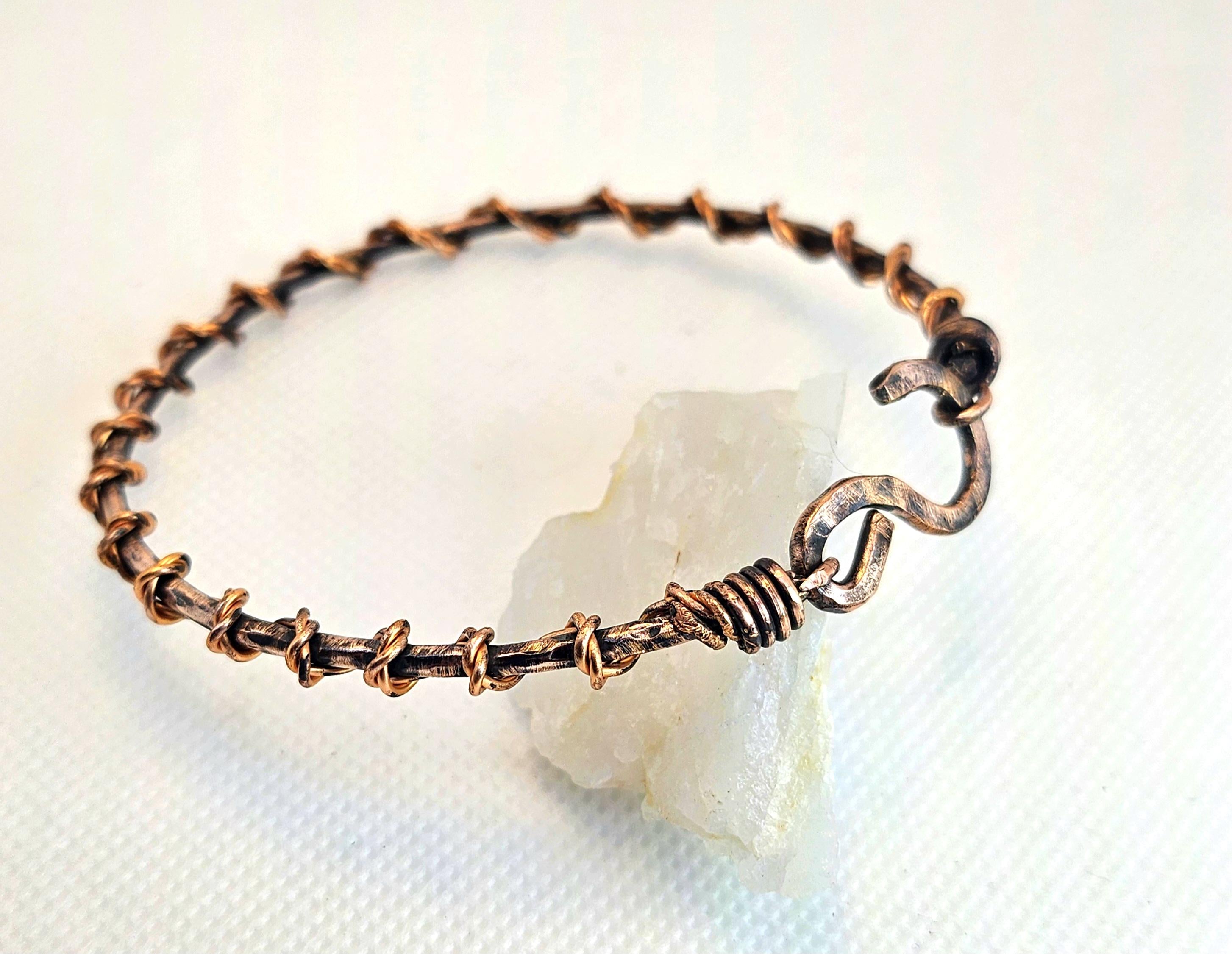 Hand Textured Copper Bracelet for Positive Energy Unique Style  Good Vibes