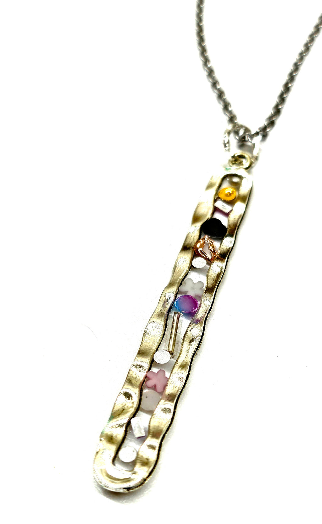 Colorful Multi-Stone Confetti Pendant Necklace with Stainless Steel Chain for Dazzling Style and Joyful Fashion