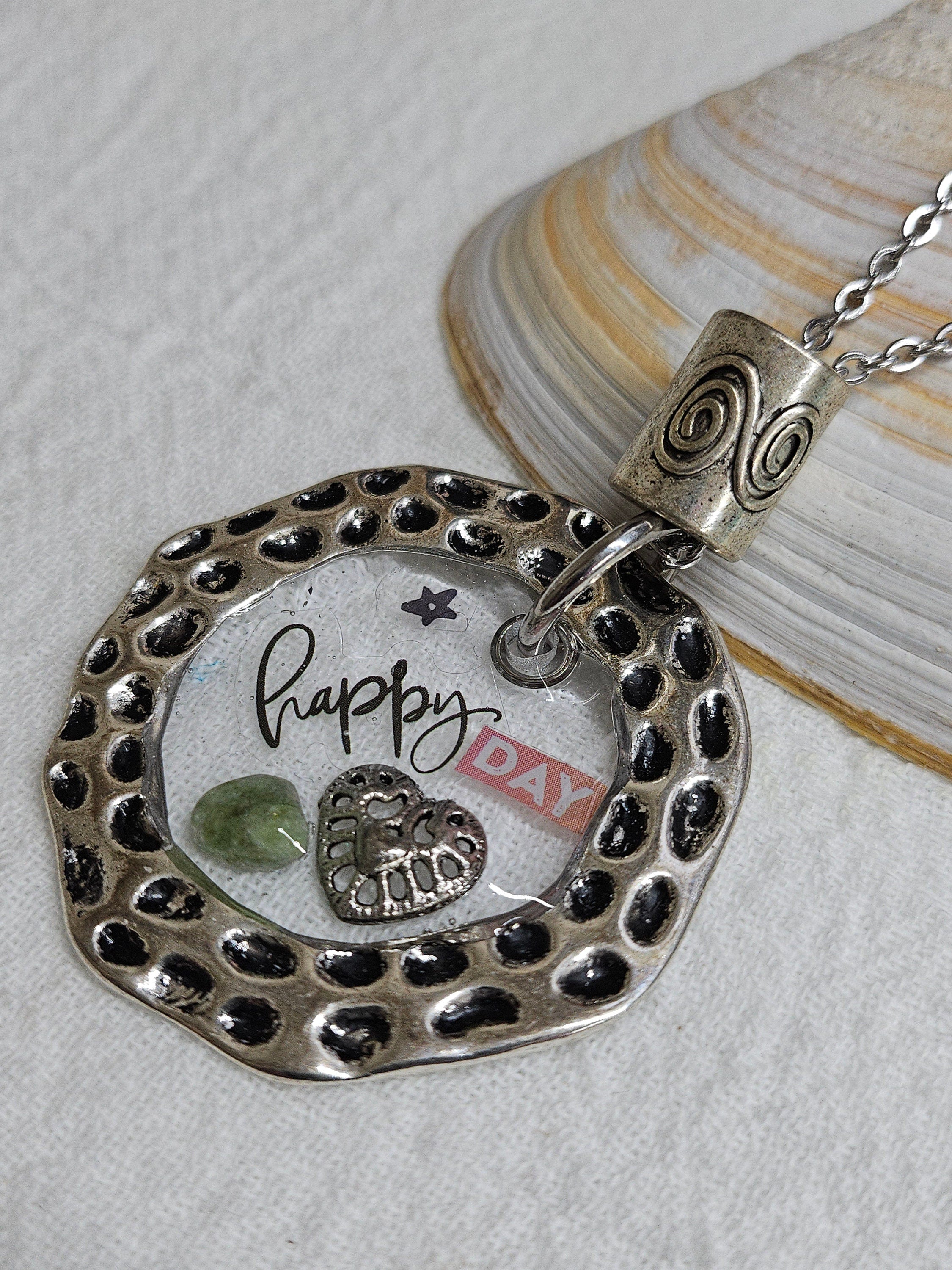 Unique Multi-Media Resin Pendant Necklace for Whimsical Accessorizing Lightweight  Eye-Catching Jewelry