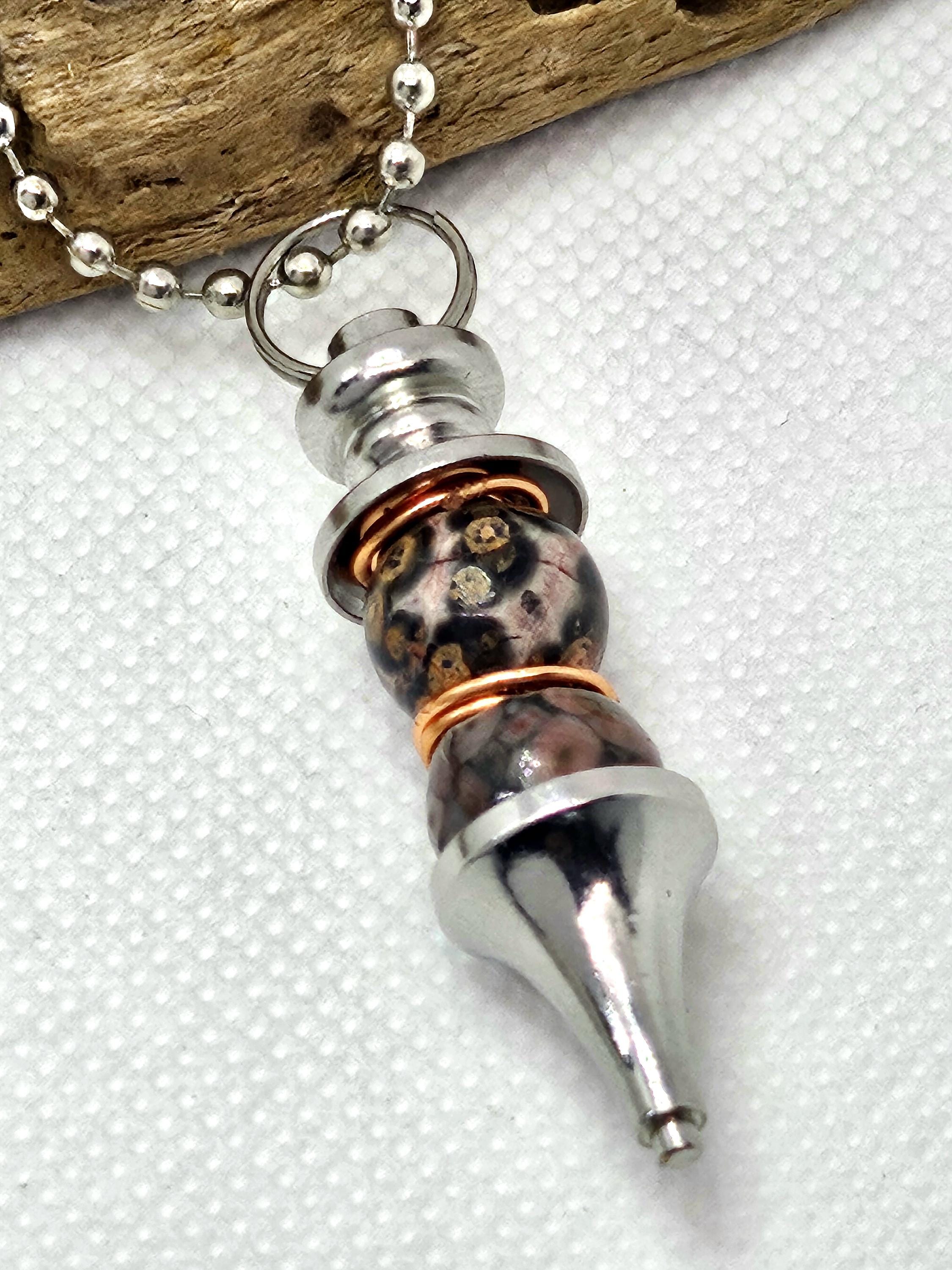 Leopard Skin Jasper Pendant Necklace on Durable Stainless Steel Chain for Fashionistas with Wild Style