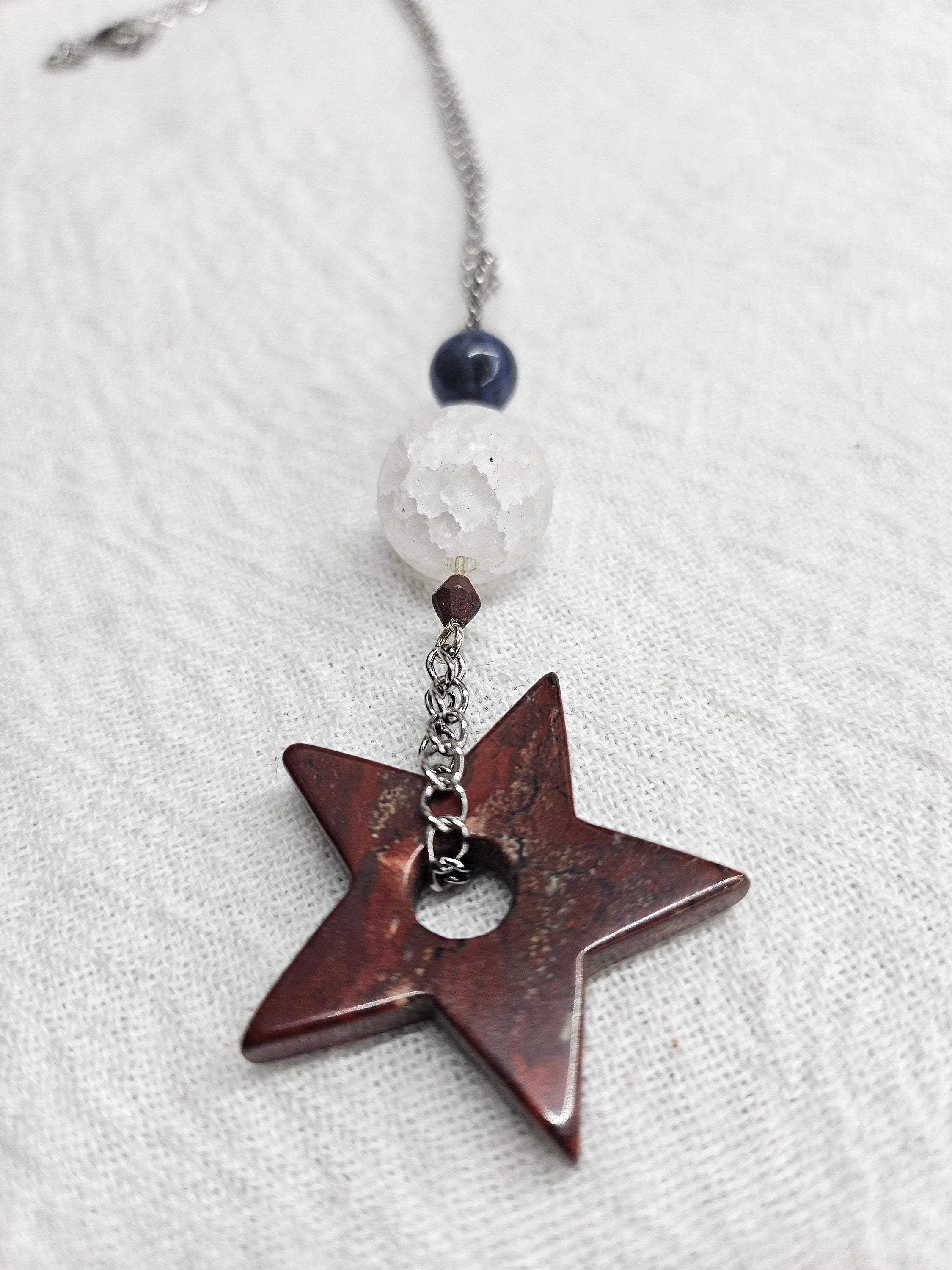 Sodalite  Tiger Iron Pendant Necklace - Rustic Boho Handmade Jewelry Gift for Her - Unique Statement Piece with FREE SHIPPING - Artisan