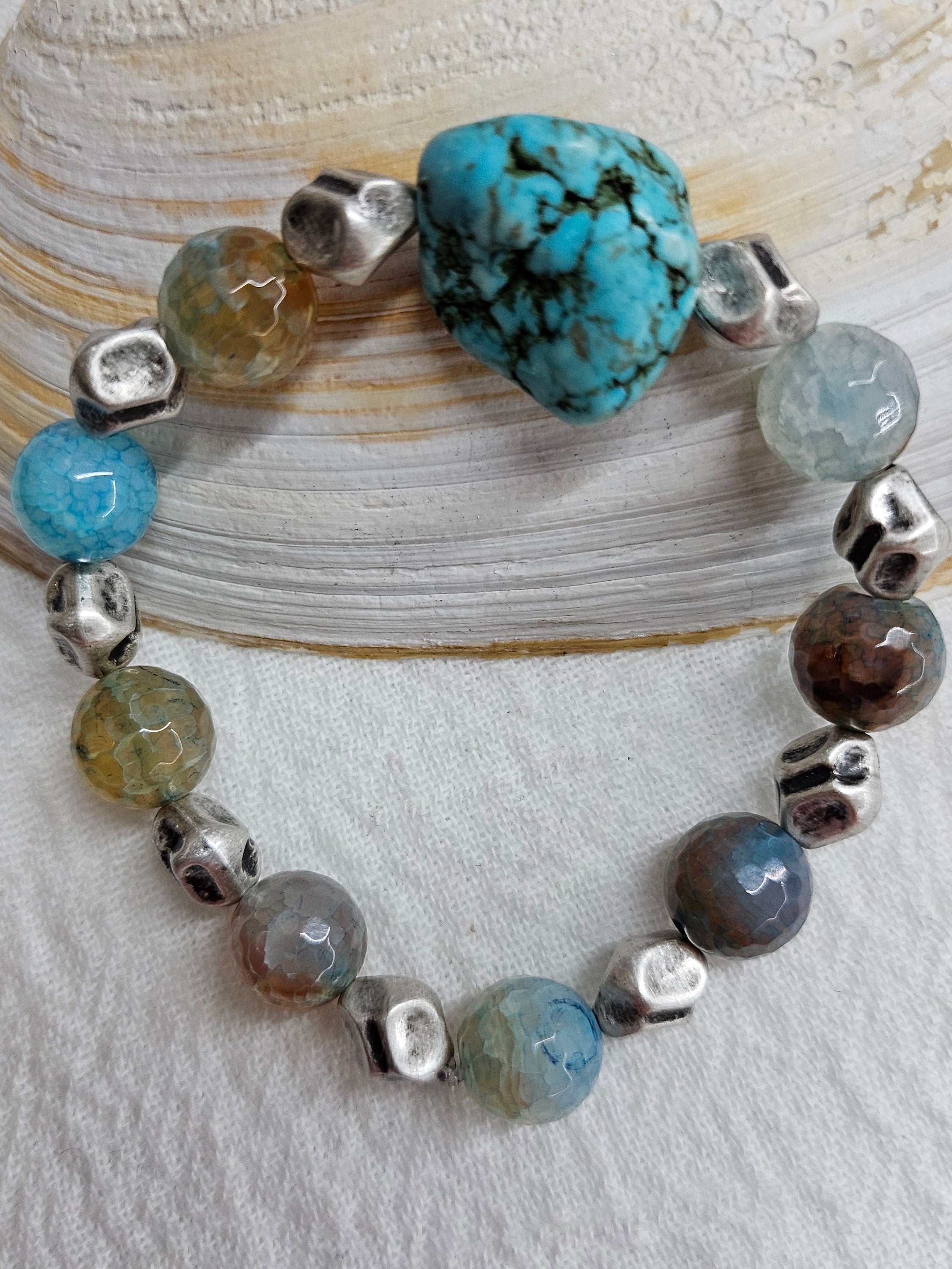 Natural Blue Apatite  Turquoise Stone Stretch Bracelet for Positive Vibes Stylish Accents  Comfortable Fit