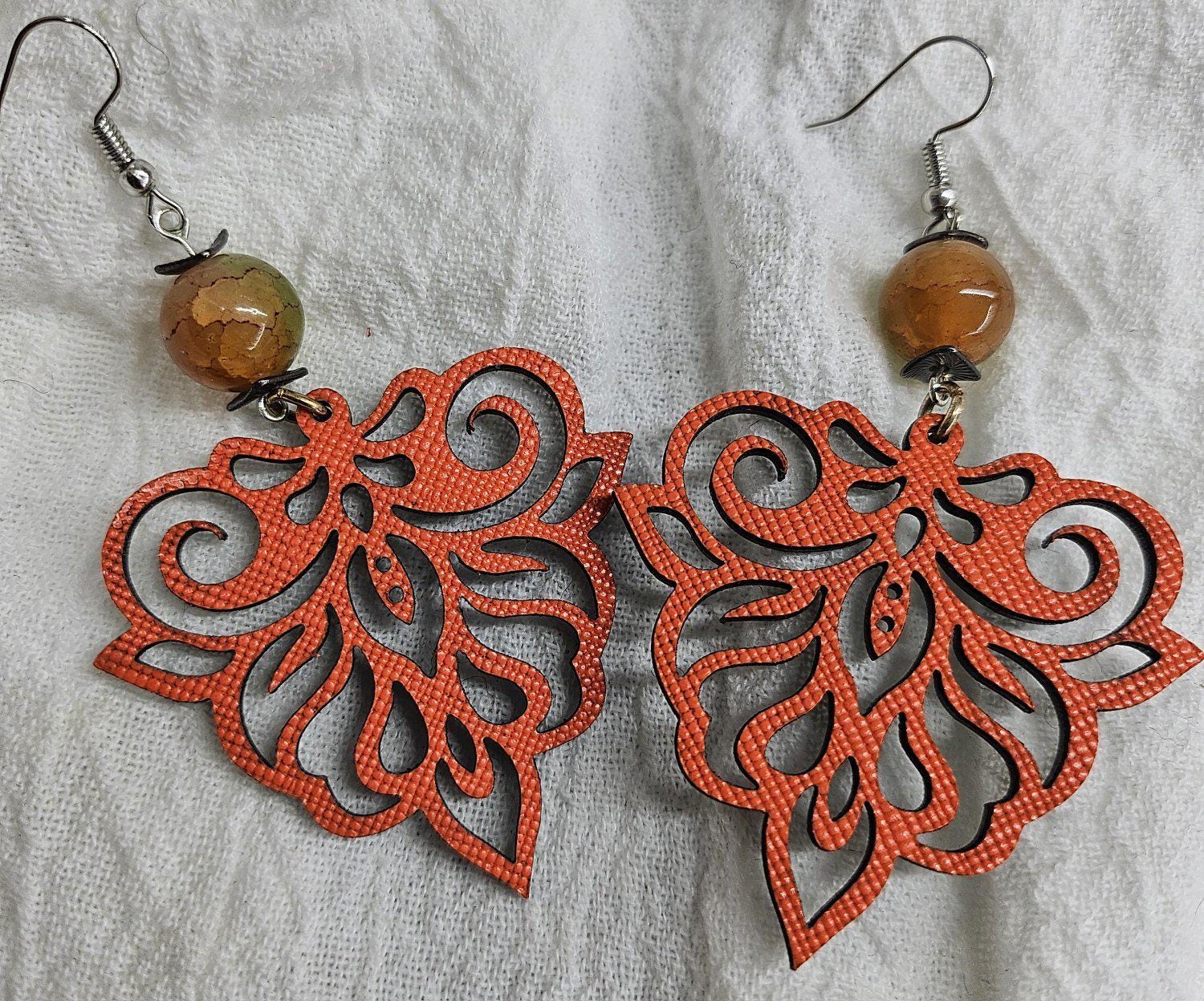 Chandelier  Stone Cluster Earrings  Rustic Boho Handmade Jewelry Gift for Her  Free Shipping  Unique Style