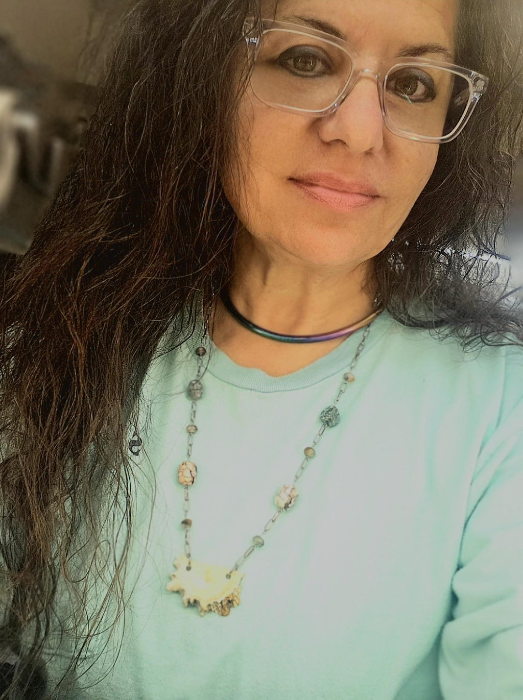 Unique Deer Antler Slice Necklace with Semi-Precious Stones on Stainless Steel Chain - Ethically Sourced Woodland Jewelry for Nature Lovers