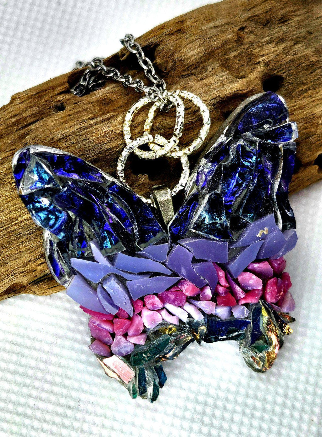 Micro Mosaic Butterfly Pendant Necklace with Colorful Enamel Artistry for Everyday Wear and Unique Style