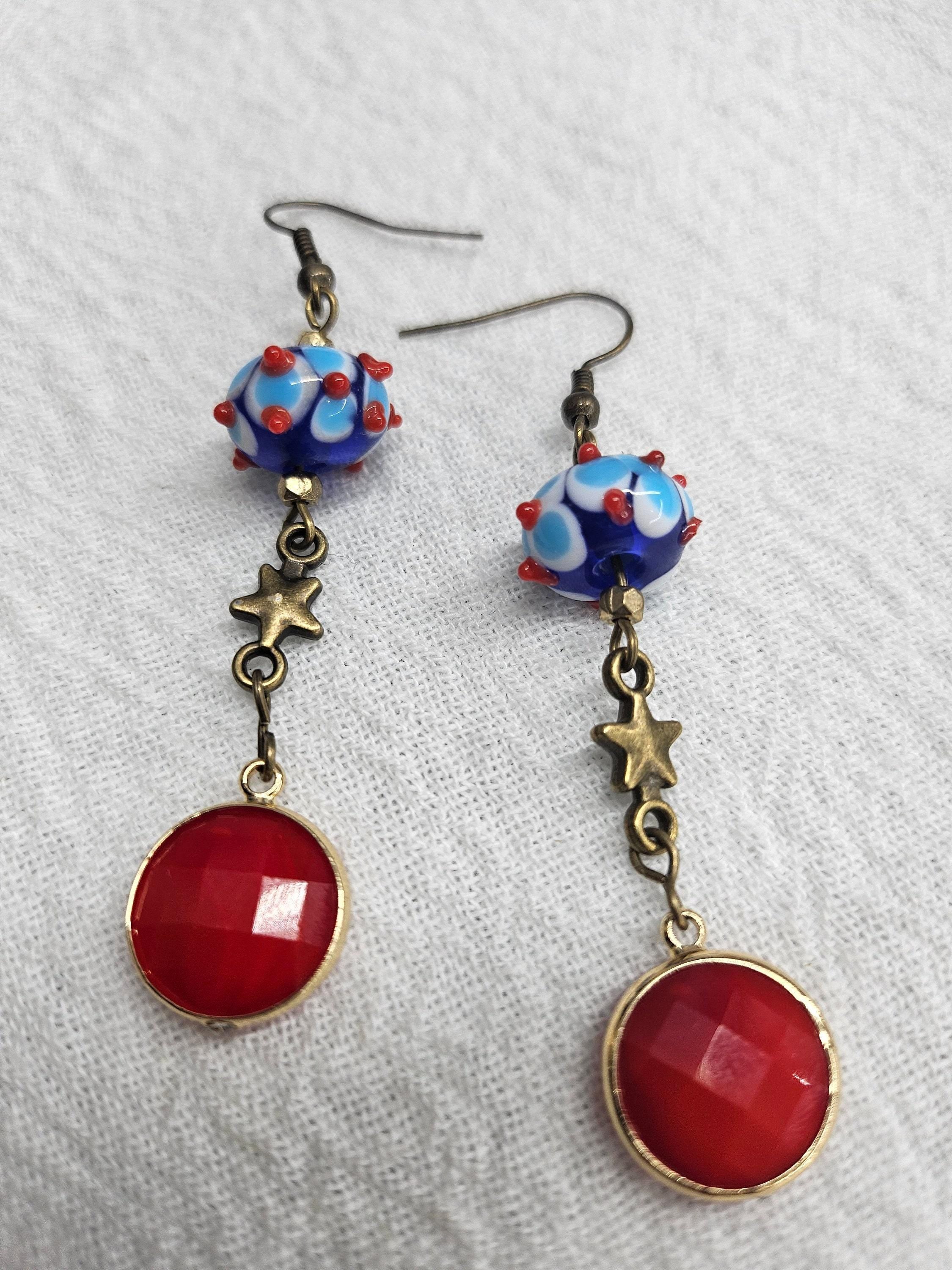 Handmade Rustic Boho Lampwork Bead Drop Earrings for Women - Unique Jewelry Gift with Free Shipping - Perfect for Everyday Wear