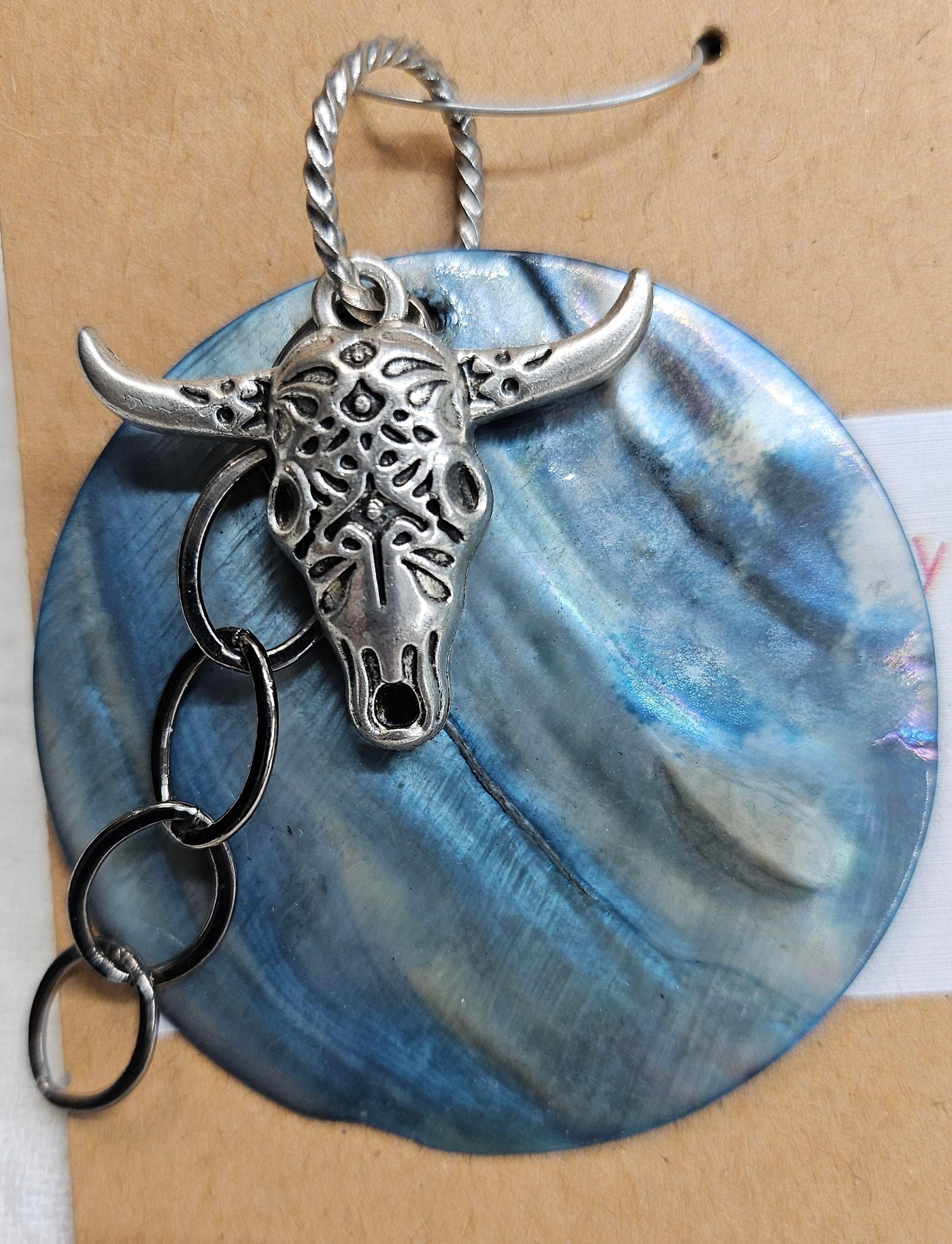 Rustic Shell  Cow Head Charm Pendant Necklace  Handmade Boho Jewelry Gift for Her  Unique Farm Animal Accessory with FREE Shipping