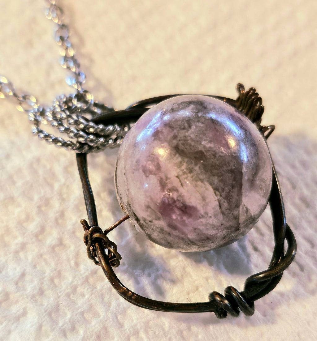 Purple Flower Jade Pendant on Stainless Steel Chain - Joyful Aura Enhancer for Happiness Lovers Unique Gift for Spontaneous Joy  Dance