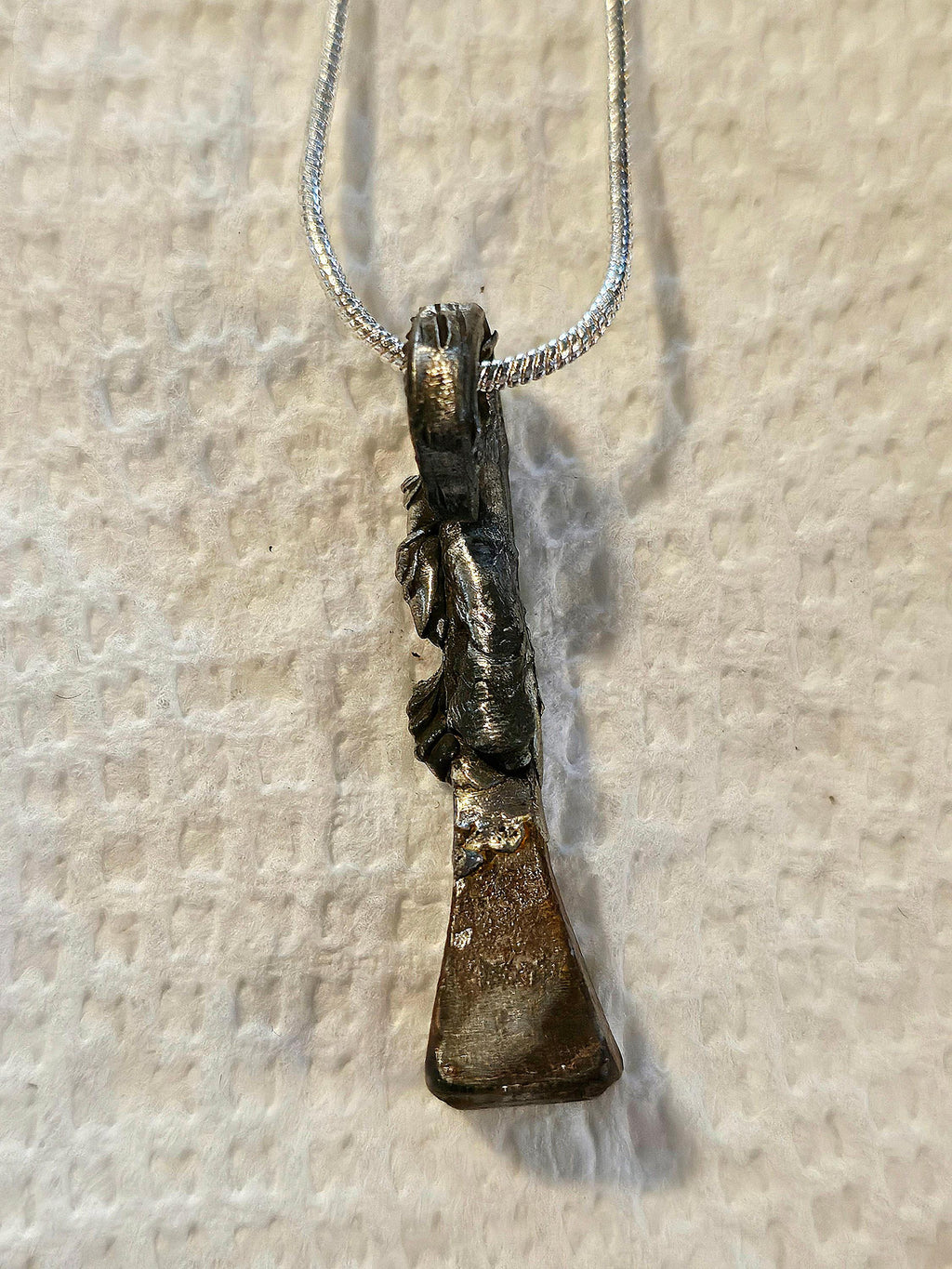 Rustic Boho Horse Shoe Nail Pendant Necklace - Unique Handmade Jewelry Gift for Her - Silver Solder  Copper Wire Design - FREE Shipping