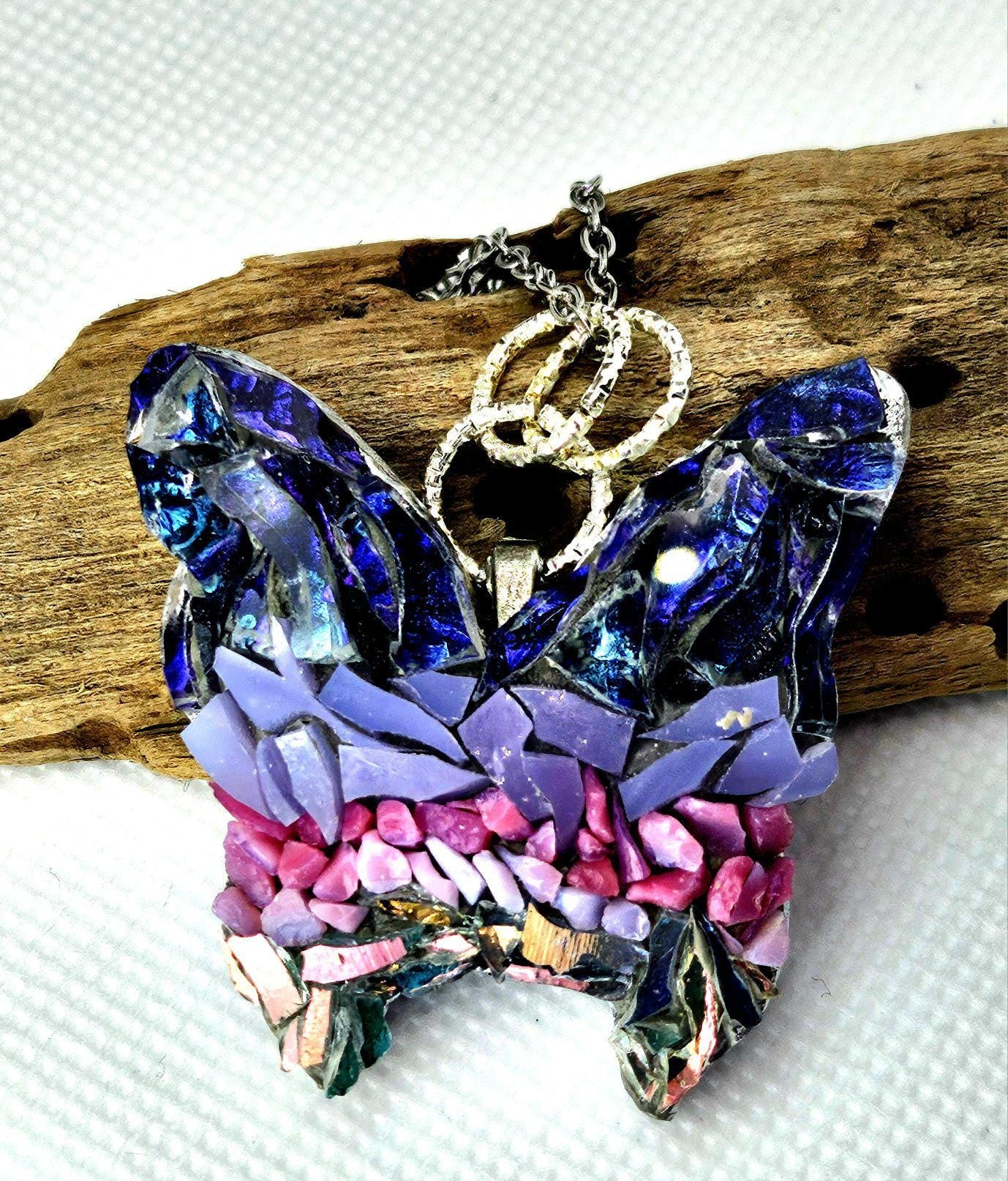 Micro Mosaic Butterfly Pendant Necklace with Colorful Enamel Artistry for Everyday Wear and Unique Style