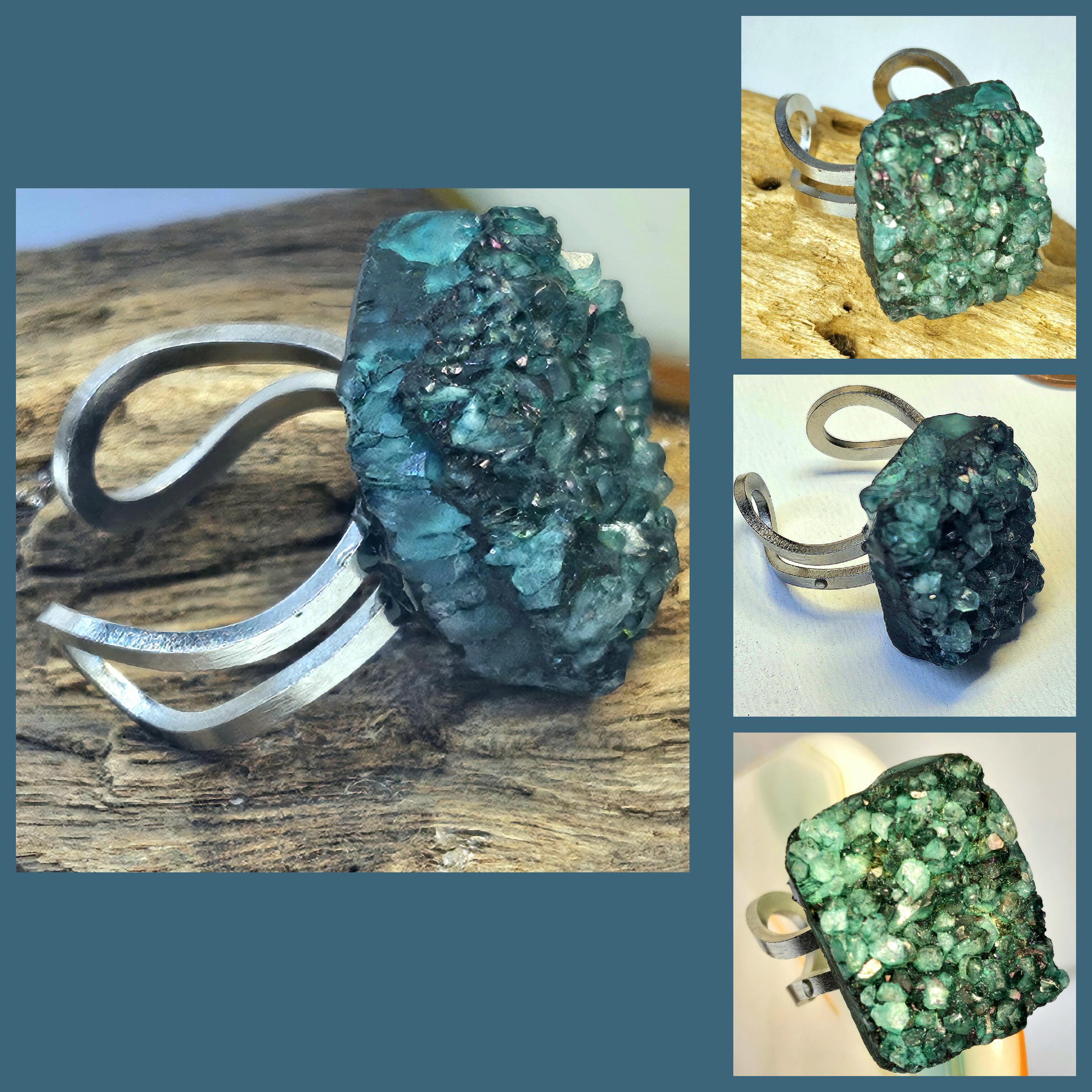 Handmade Green Rough Agate Ring  Rustic Boho Jewelry Gift for Her  Unique Semi-Precious Stone Accessory with FREE Shipping