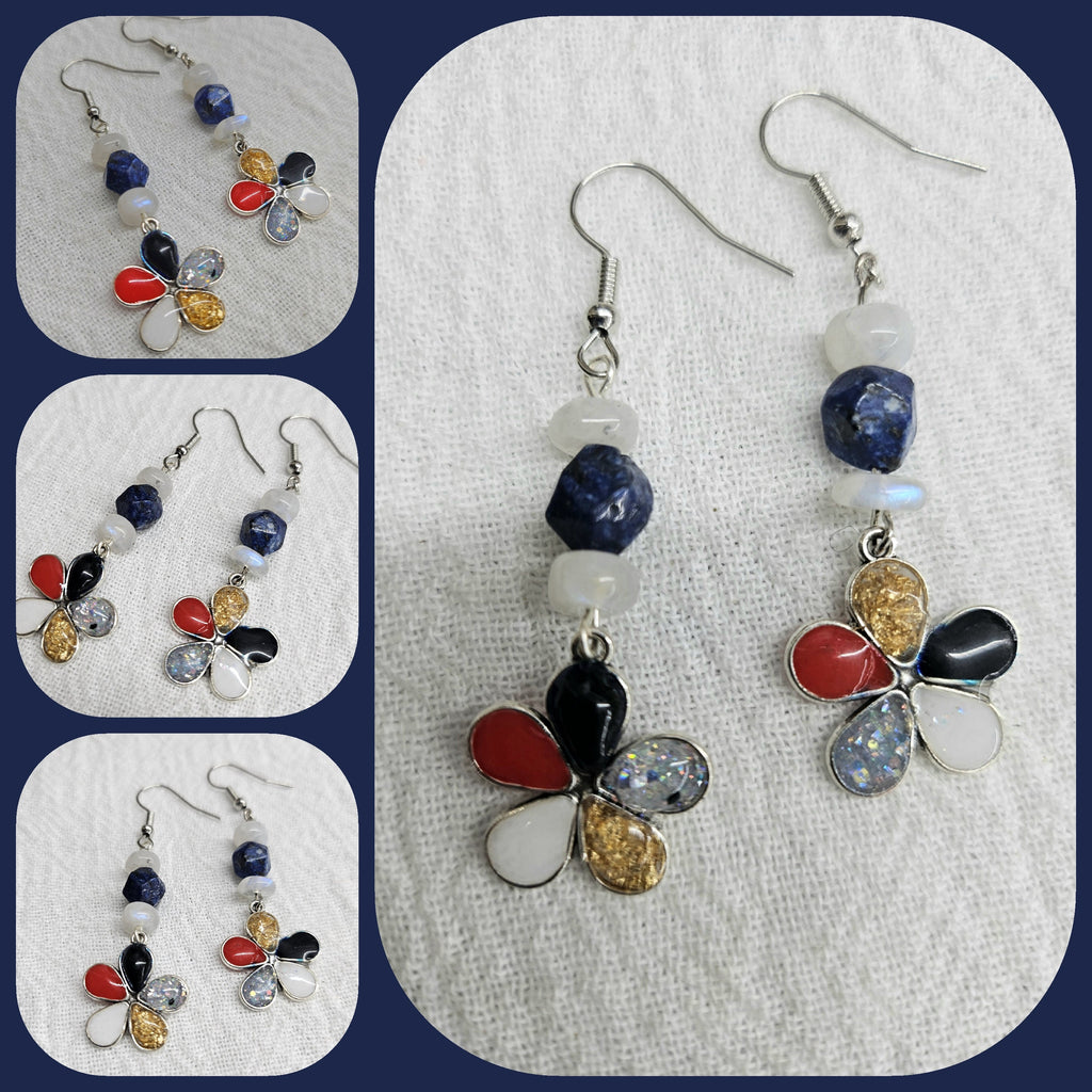 Sodalite  Moonstone Dangle Earrings with Stainless Steel Hooks for Lightweight Comfort and Unique Style