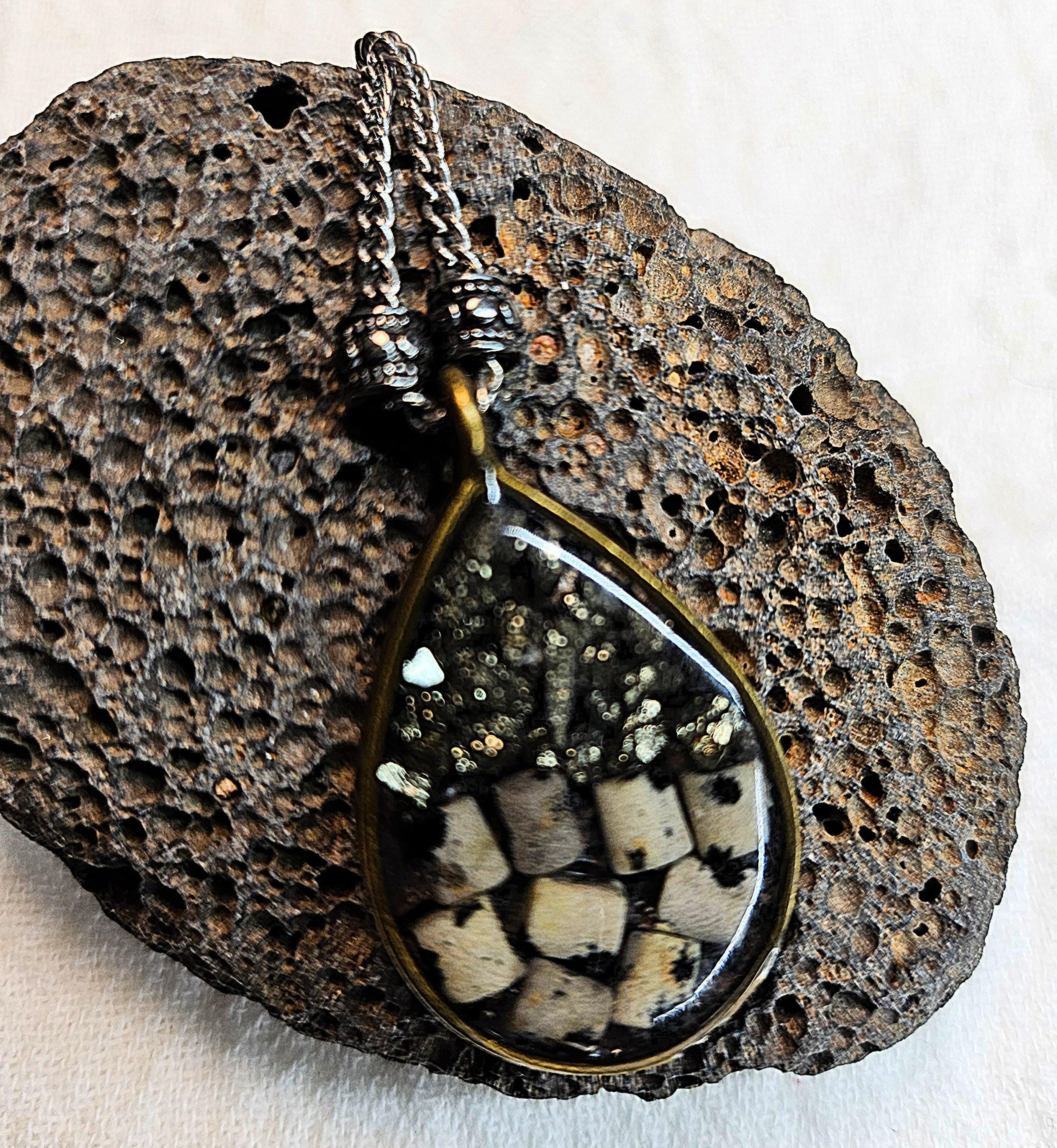 Dalmatian Stone  Pyrite Pendant Necklace  Rustic Boho Handmade Jewelry Gift for Her  Unique Accessory with FREE Shipping