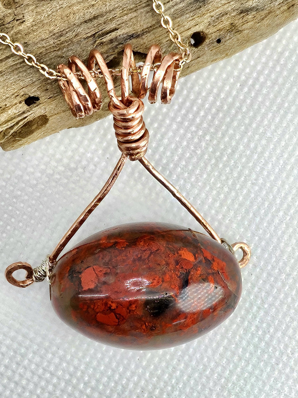 Breciated Jasper Pendant Necklace on Stainless Steel Chain - Unique Handmade Natural Stone Jewelry Gift for Her Perfect for Rustic Weddings