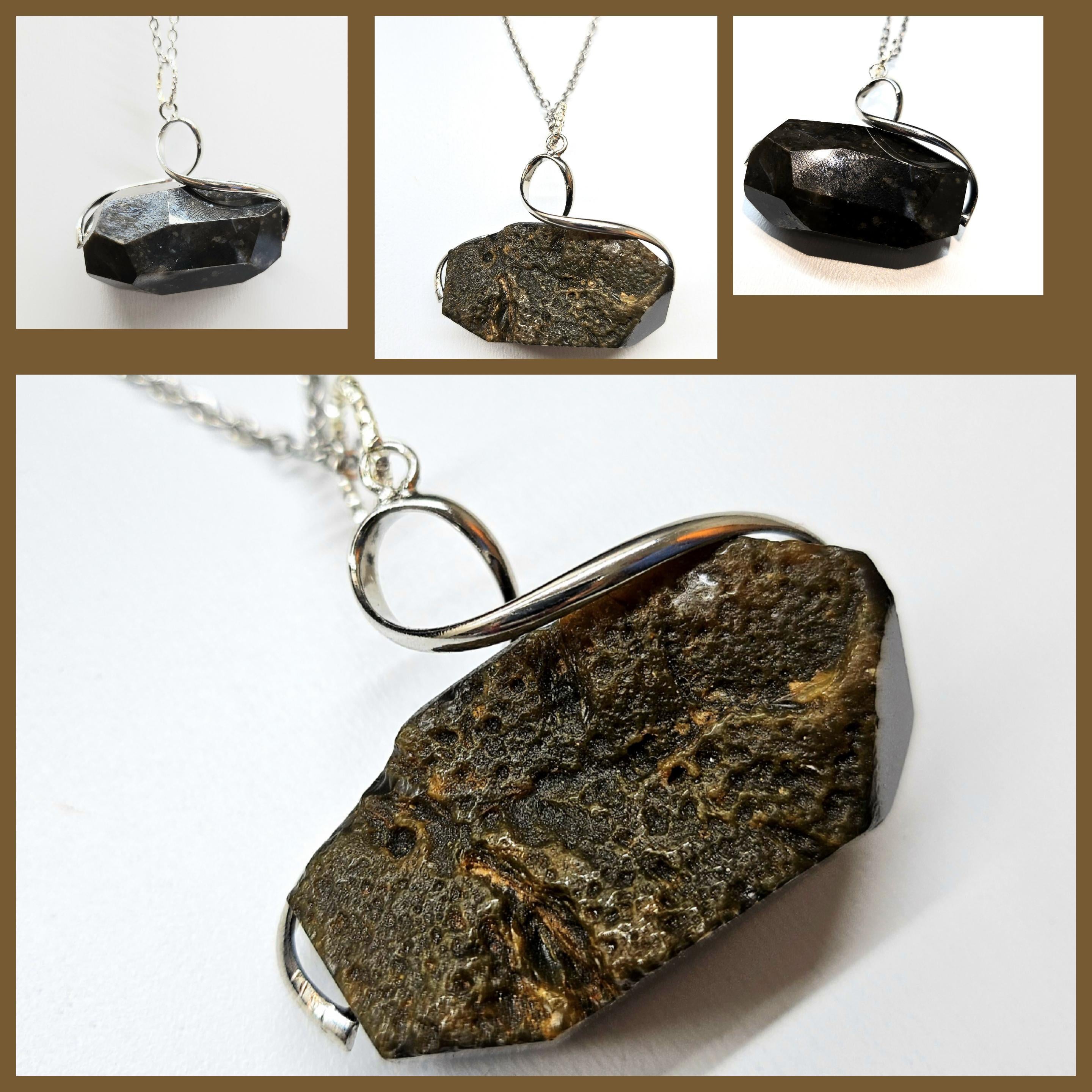 Bronzite Faceted Rough Pendant Rustic Boho Handmade Jewelry Gift for Her with FREE Shipping  Unique Statement Piece for Weddings Beach Days