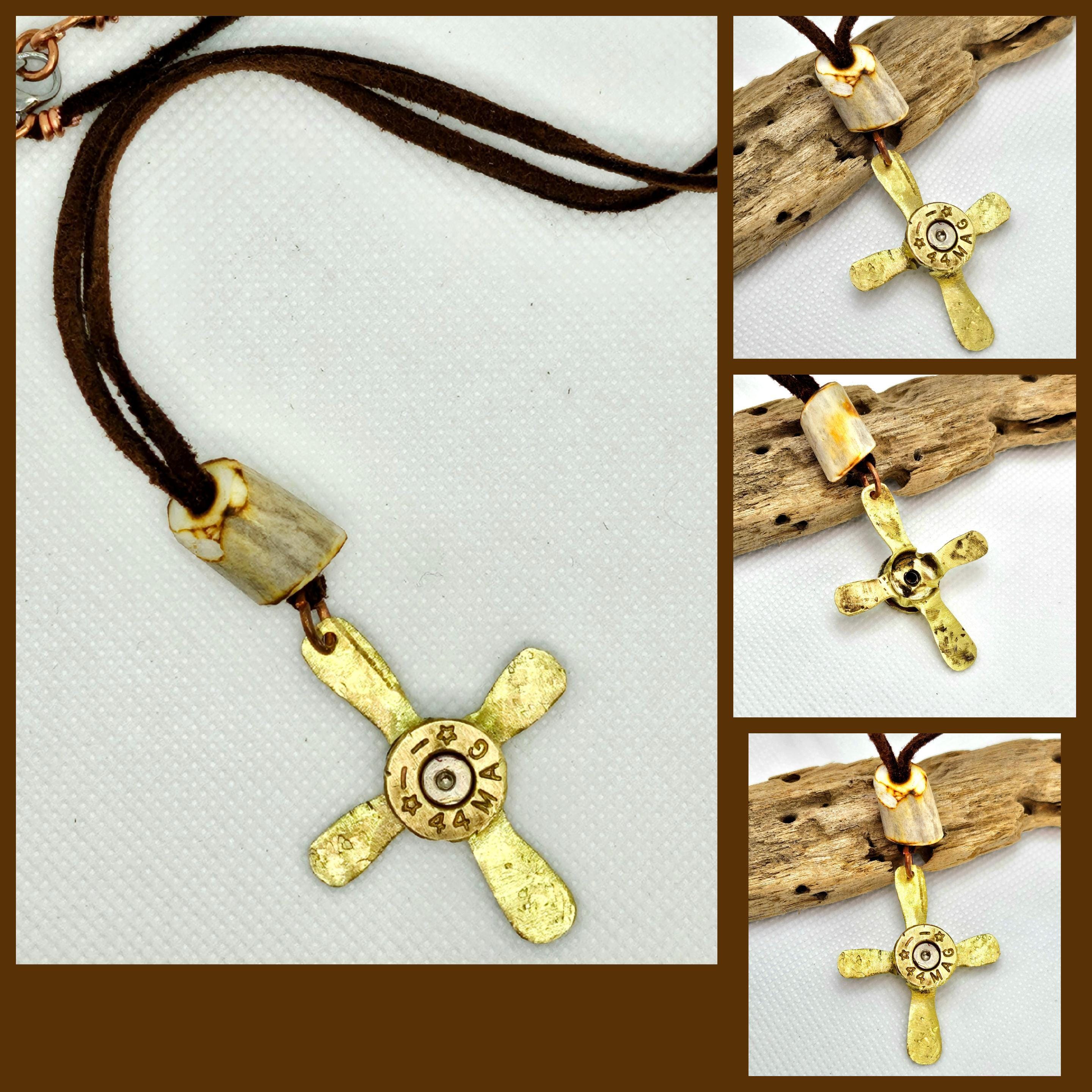 Natural Deer Antler Bead  44 Magnum Necklace - Rustic Boho Handmade Jewelry Gift for Her with Free Shipping - Unique Statement Piece