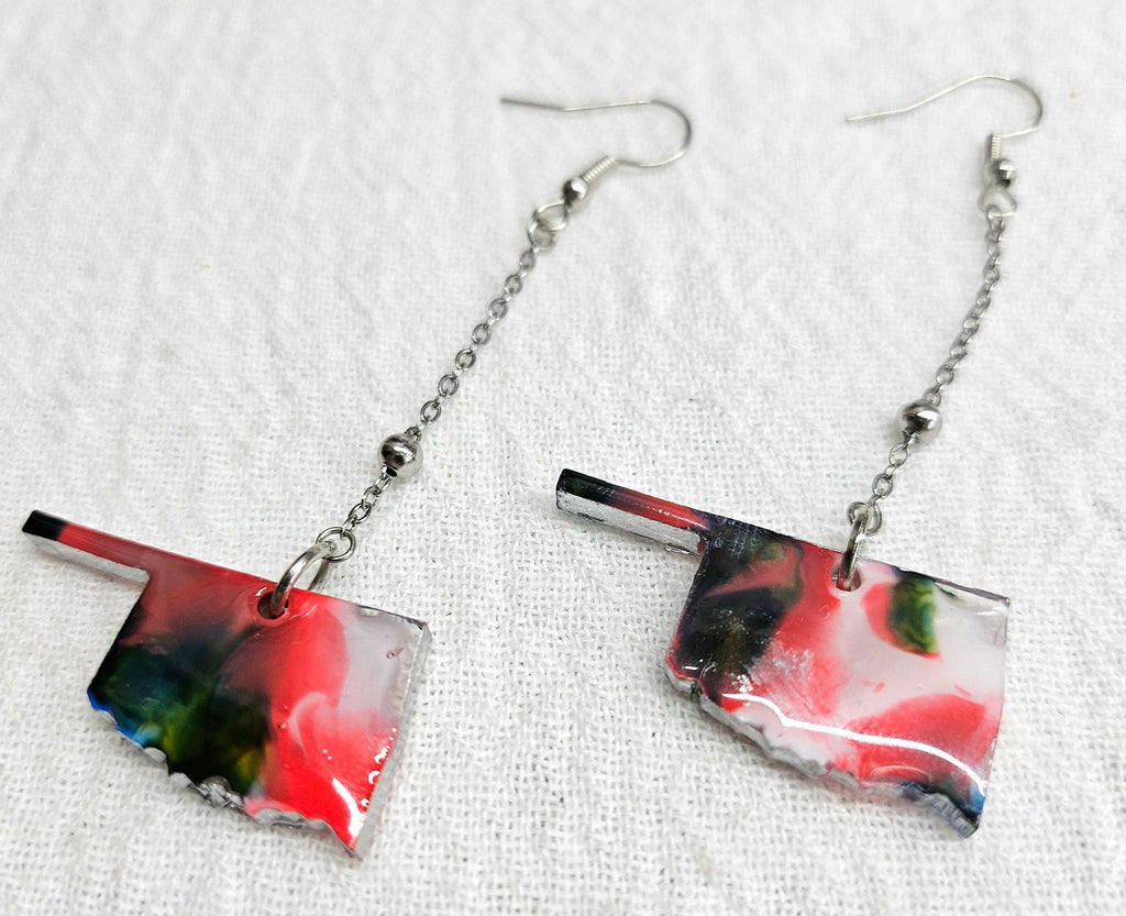 Oklahoma Dangle Earrings Rustic Boho Handmade Jewelry Gift for Her with Free Shipping Unique Statement Accessories for Weddings  Beach Days