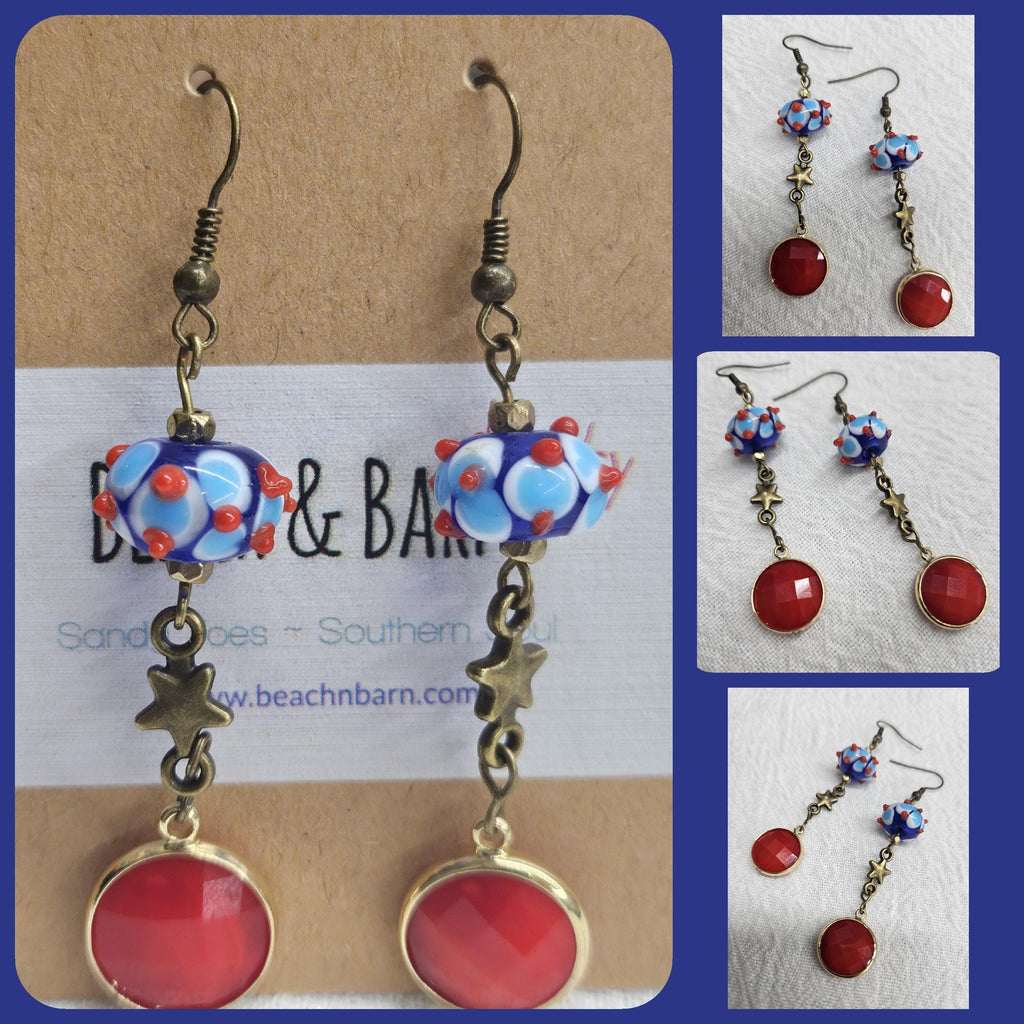 Handmade Rustic Boho Lampwork Bead Drop Earrings for Women - Unique Jewelry Gift with Free Shipping - Perfect for Everyday Wear