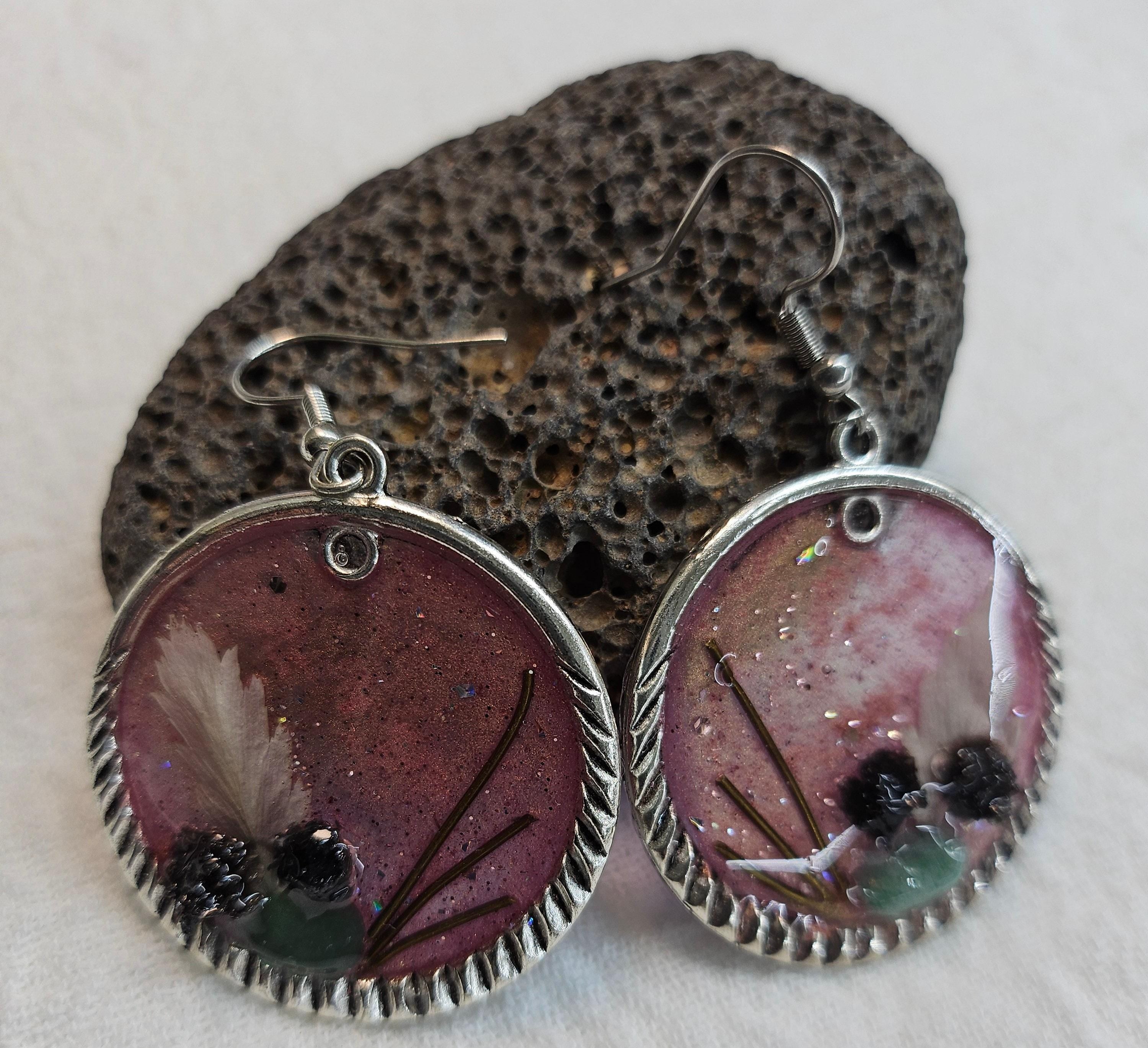 Dried Flower Earrings Rustic Boho Handmade Jewelry Gift for Her with FREE SHIPPING  Unique Nature-Inspired Accessory 313