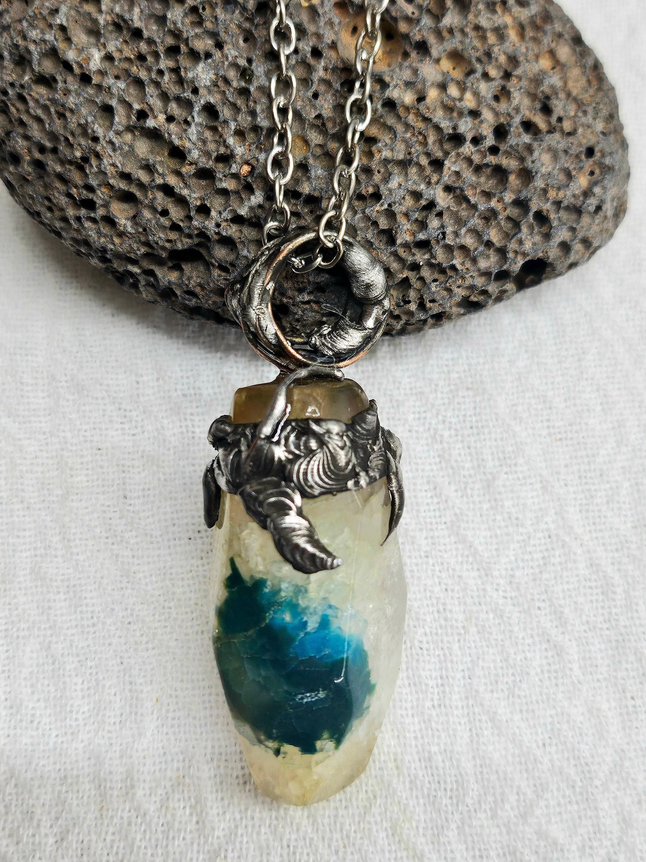 Natural Agate & Silver Solder Pendant Rustic Boho Handmade Jewelry Gift for Her Free Shipping | Rustic Boho Jewelry #401
