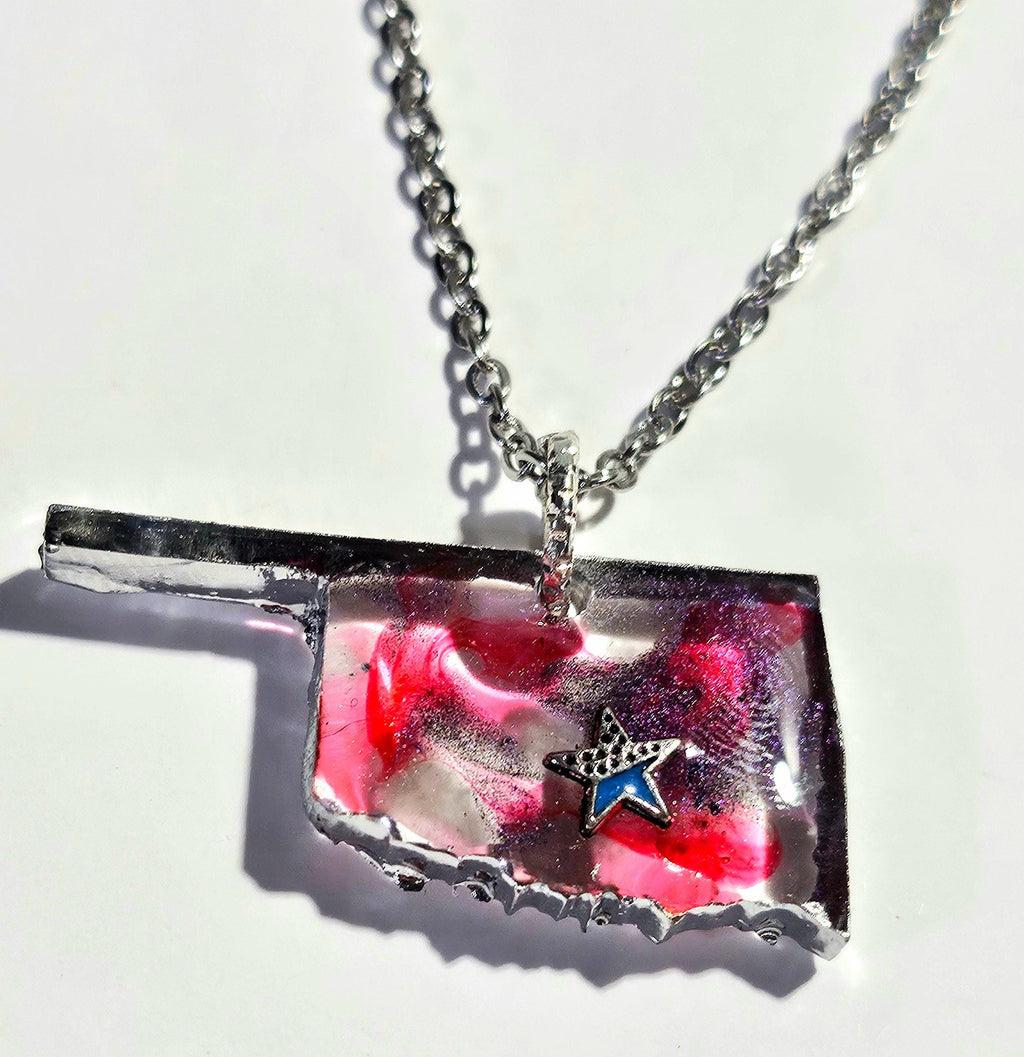 Oklahoma Pendant Necklace  Rustic Boho Handmade Jewelry Gift for Her  Free Shipping  Fast Delivery 317