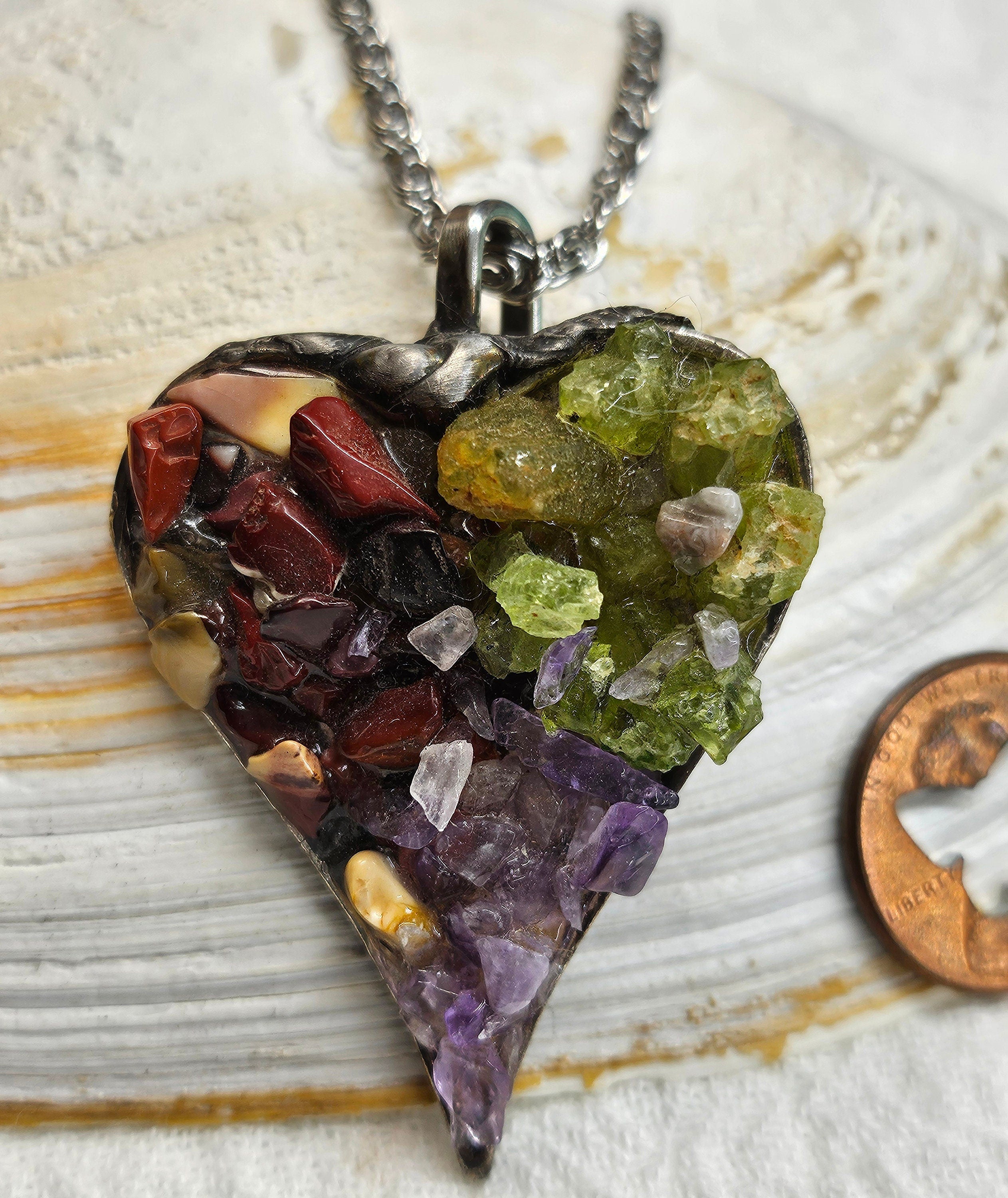 Natural Mixed Stone  Silver Solder Pendant  Unique Earthy Jewelry for Nature Lovers Conversation Starter Accessory