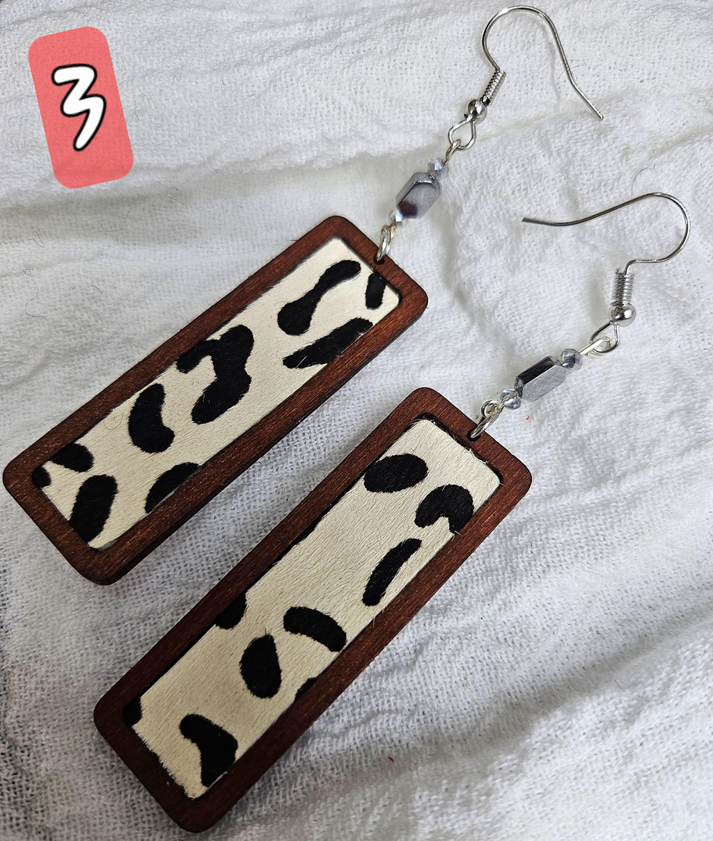 Wooden Animal Print Drop Earrings with Stainless Steel Hooks for Stylish Comfort - Nature-Inspired Fashion Statement