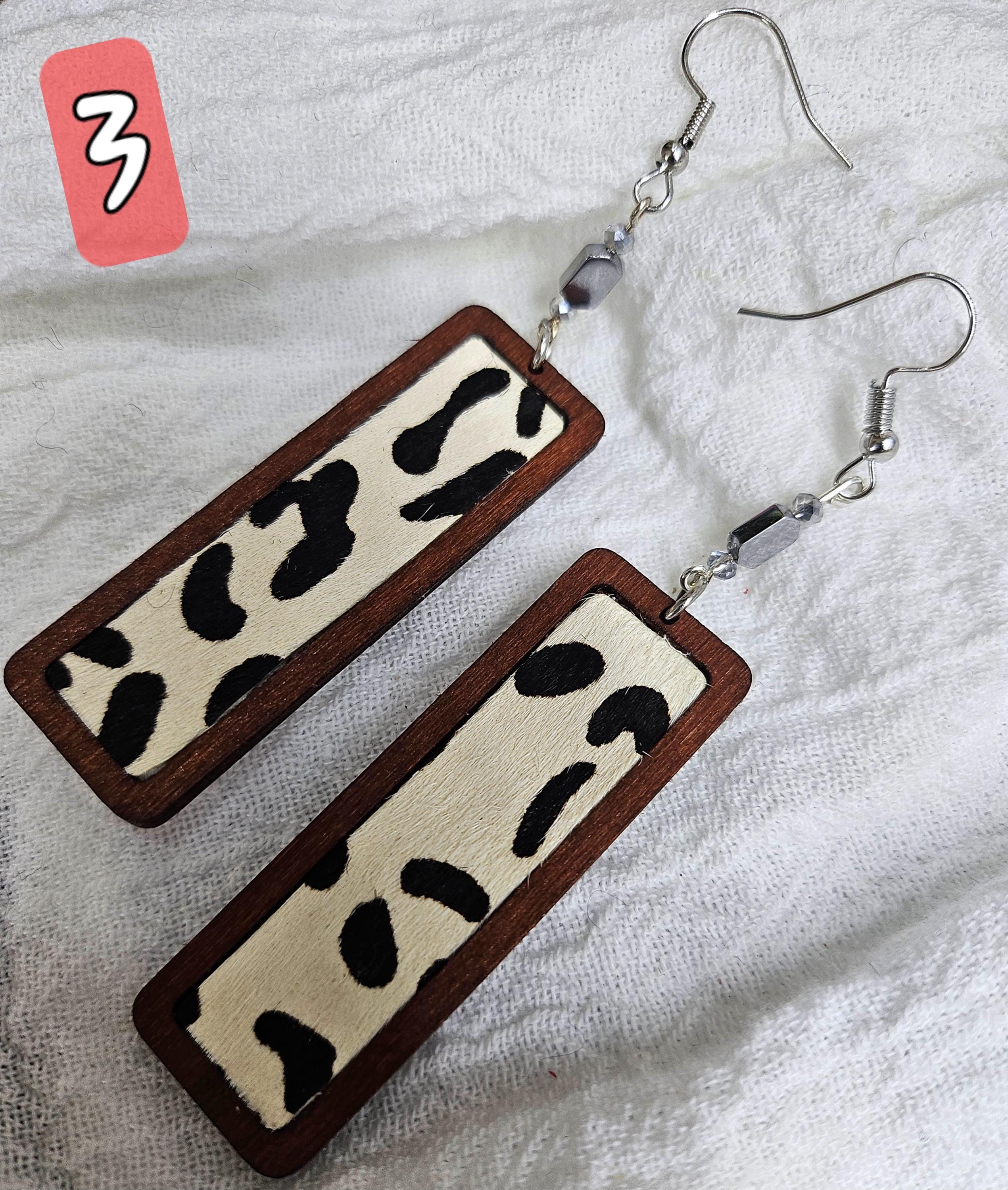 Wooden Animal Print Drop Earrings with Stainless Steel Hooks for Stylish Comfort - Nature-Inspired Fashion Statement