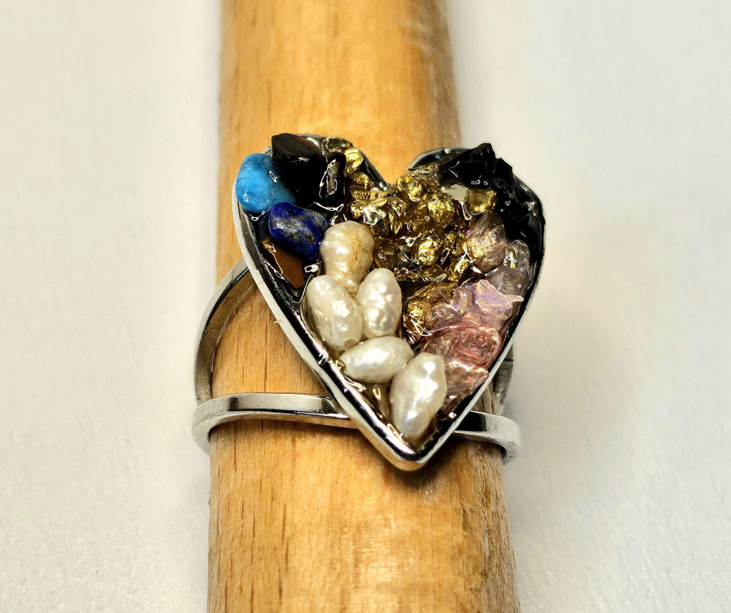 Fresh Water Pearl  Stone Ring  Rustic Boho Handmade Jewelry Gift for Her  FREE SHIPPING 388