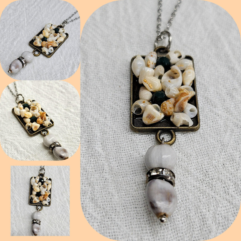 Hawaiian Jobs Tears  Sea Shell Pendant Rustic Boho Handmade Jewelry Gift for Her with Free Shipping  Unique Beachy Accessory for Weddings